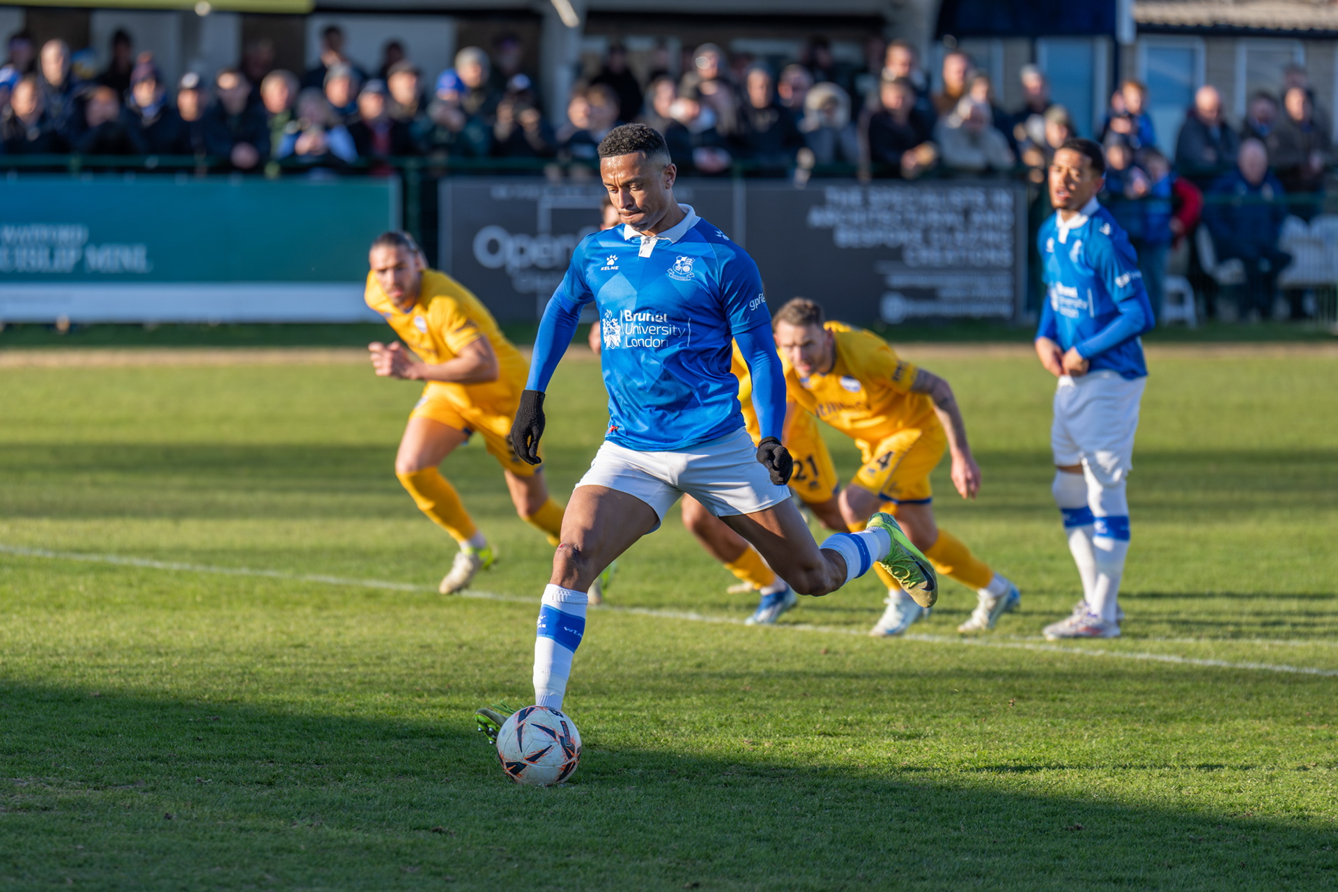 Alex Reid takes aim from the penalty spot....