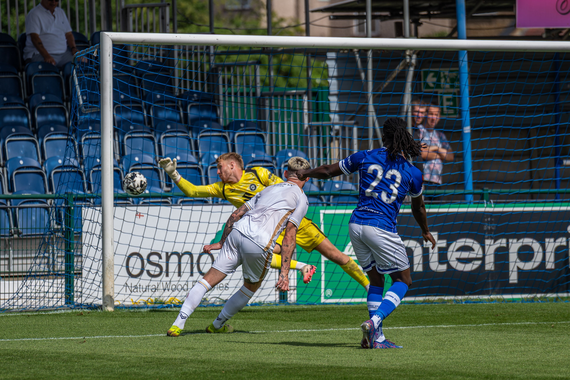 ....past the hapless MK Dons keeper....