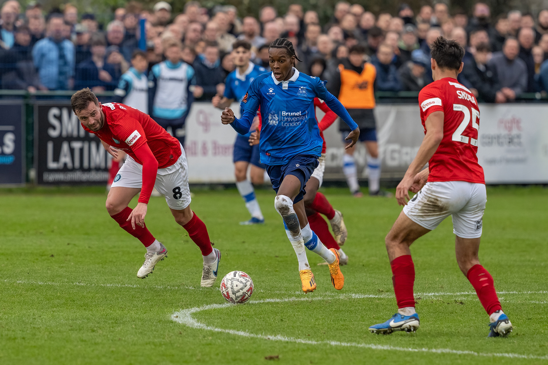 Kallum Cesay powers through the Chairboys midfield