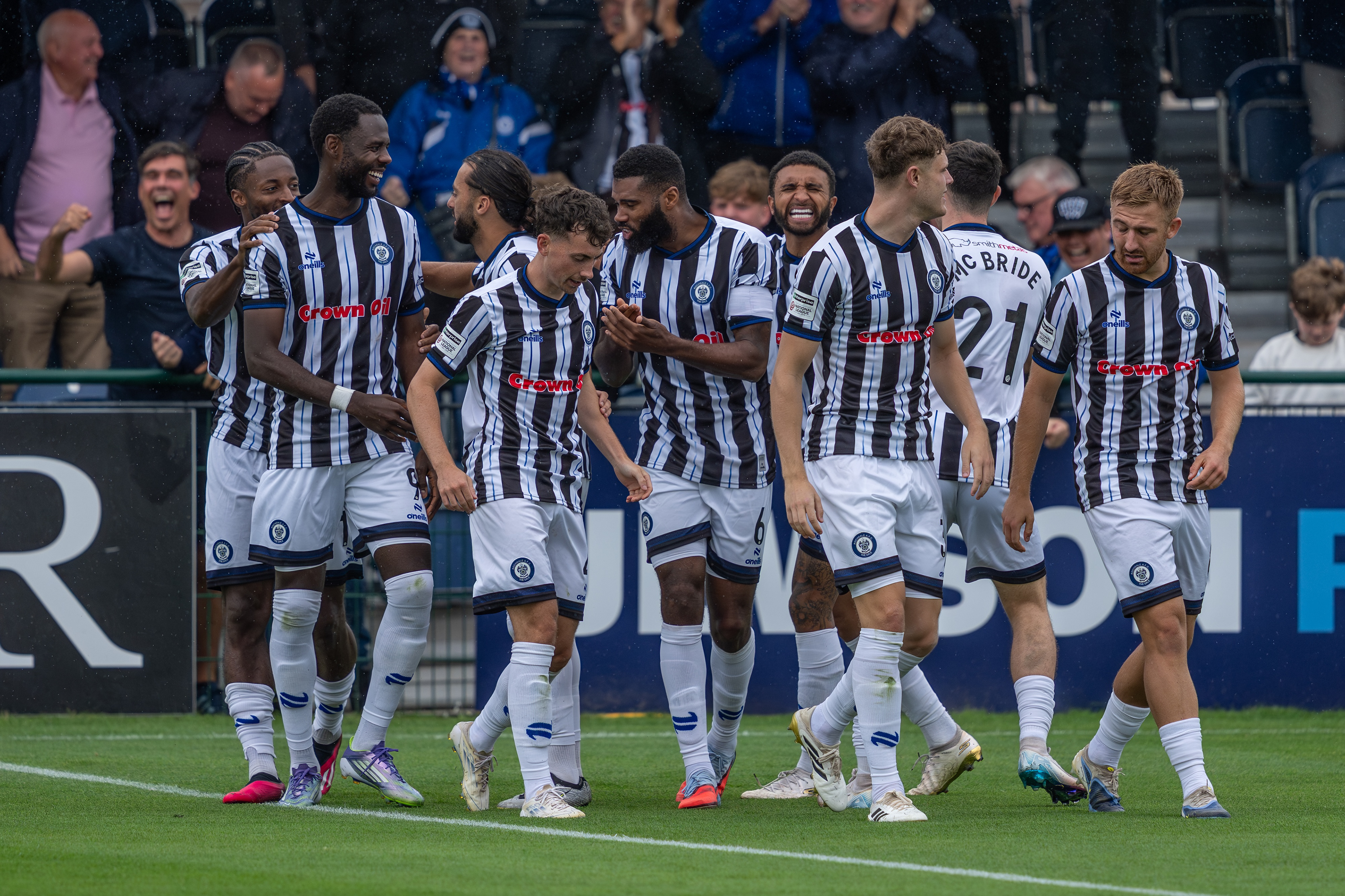 Manny Diesruvwe (2nd left) celebrates with his teammates