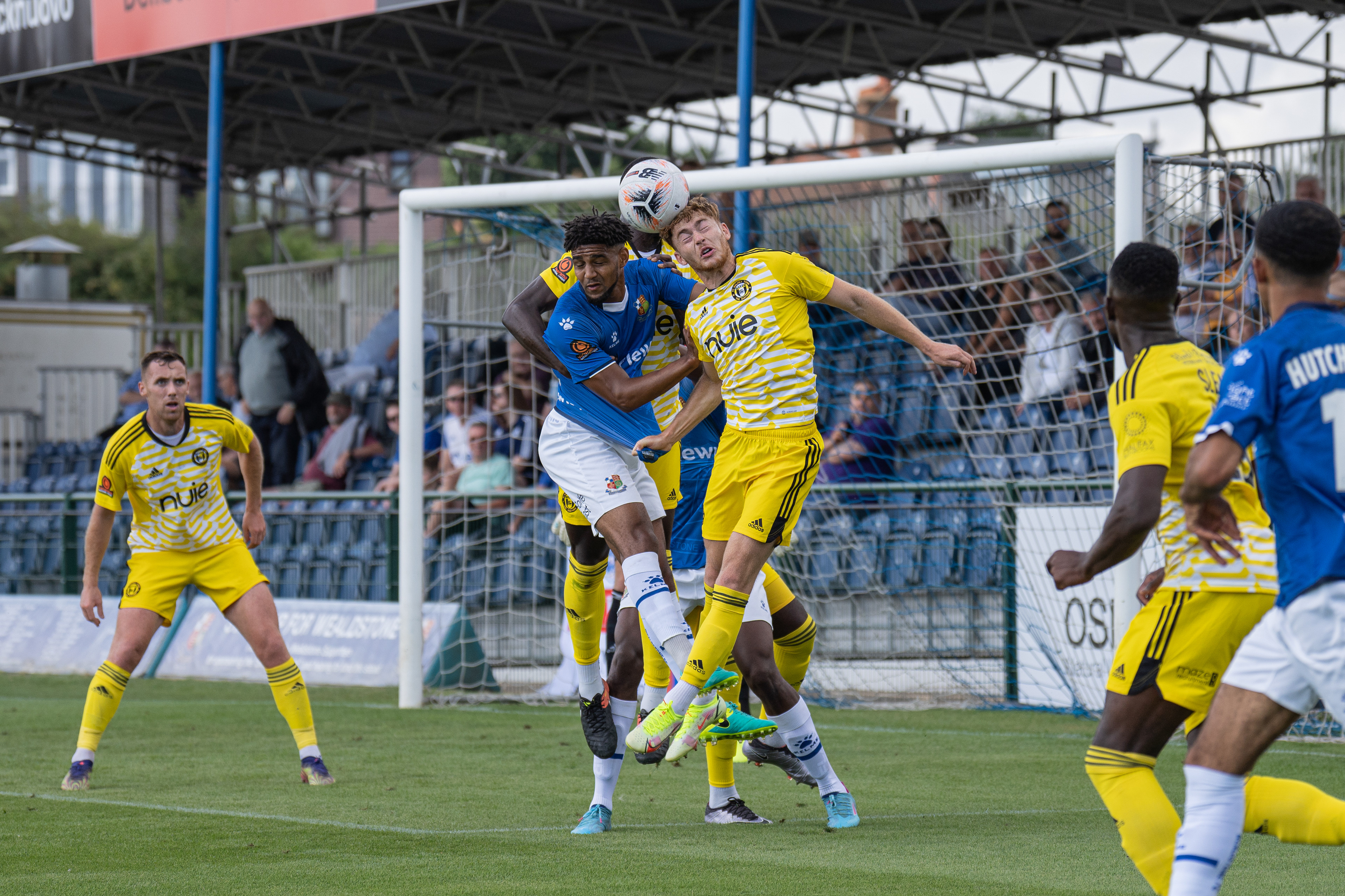 Mason Barret causing havoc in the Halifax Town box