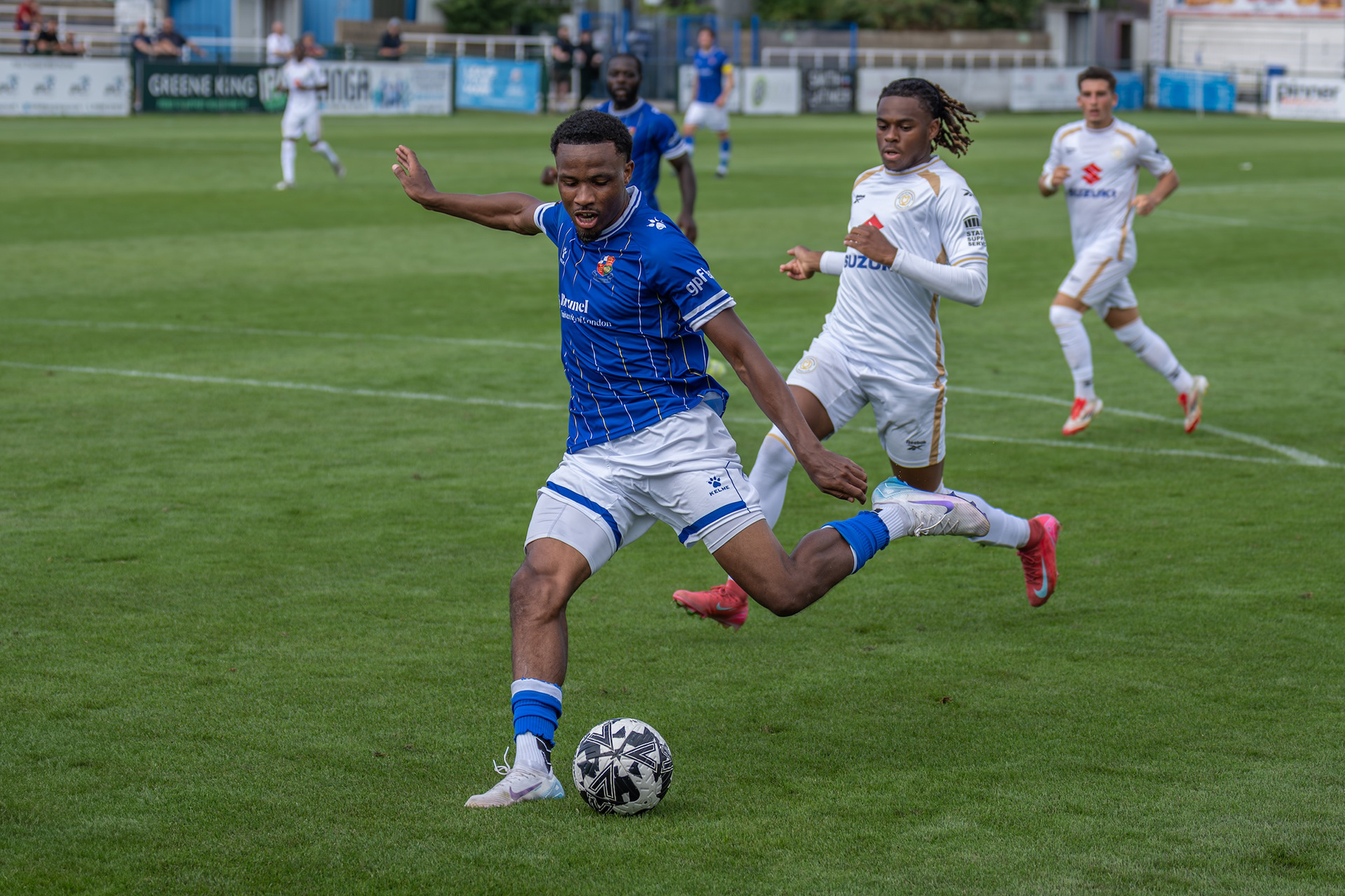 Micah Obiero shoots at goal