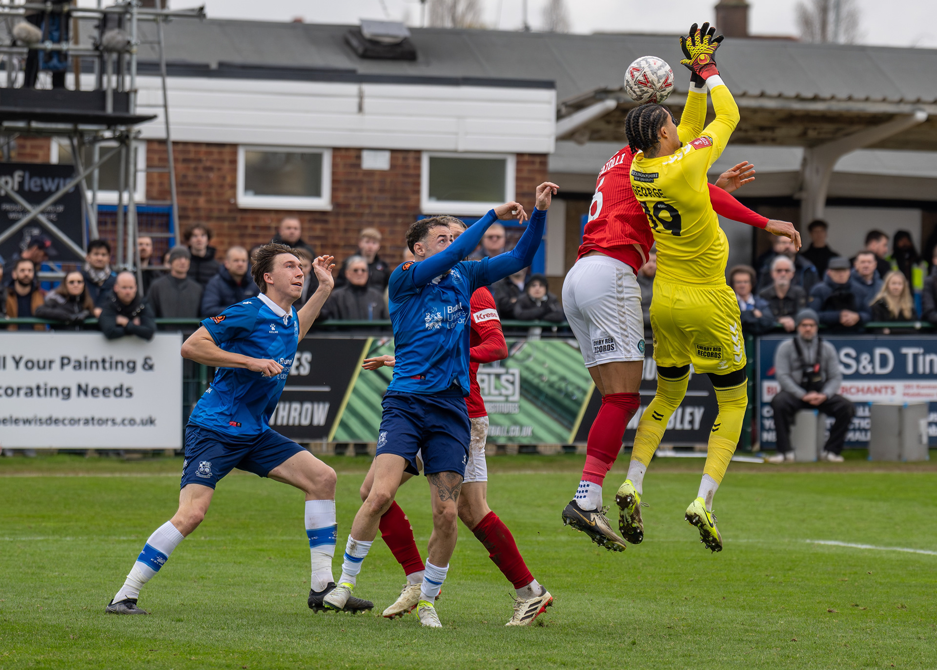 Shamal George fumbles a high ball