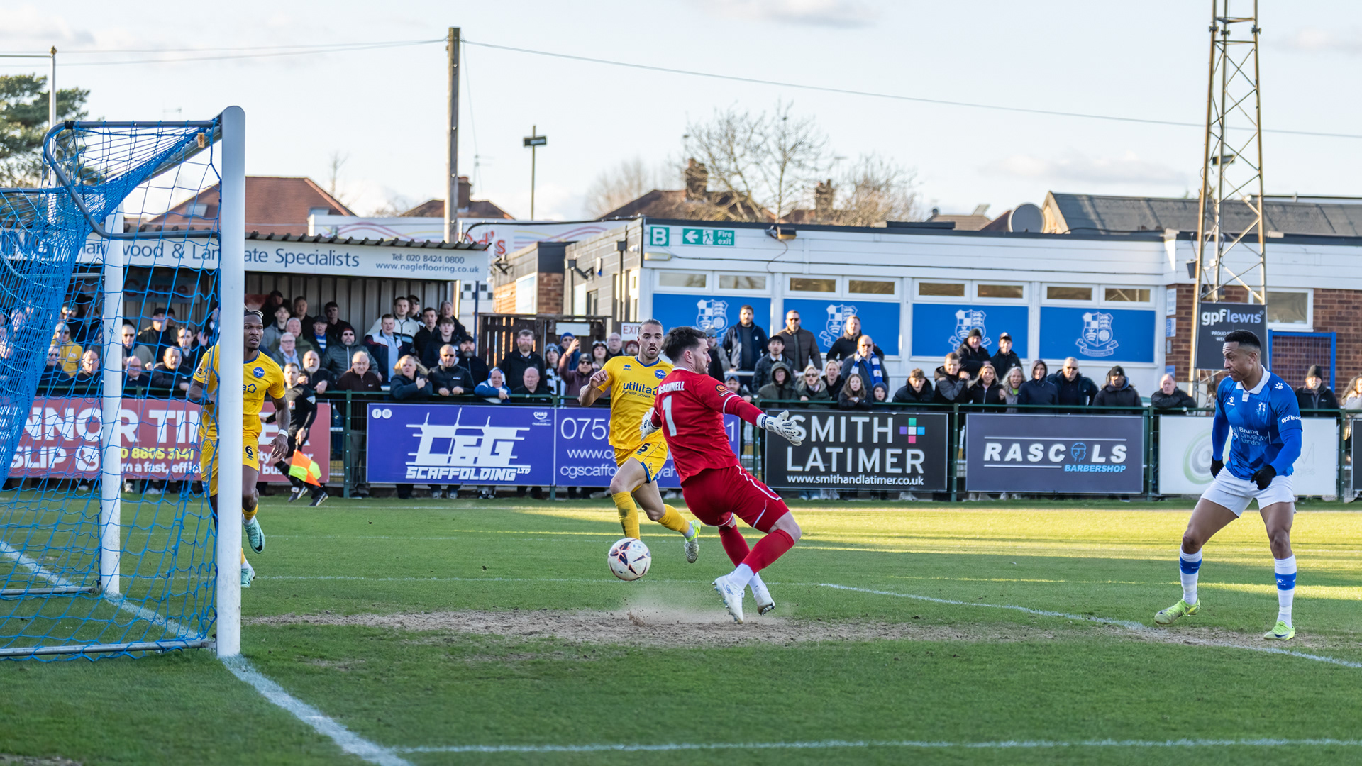 .....past the Spitfires keeper McDonnell......