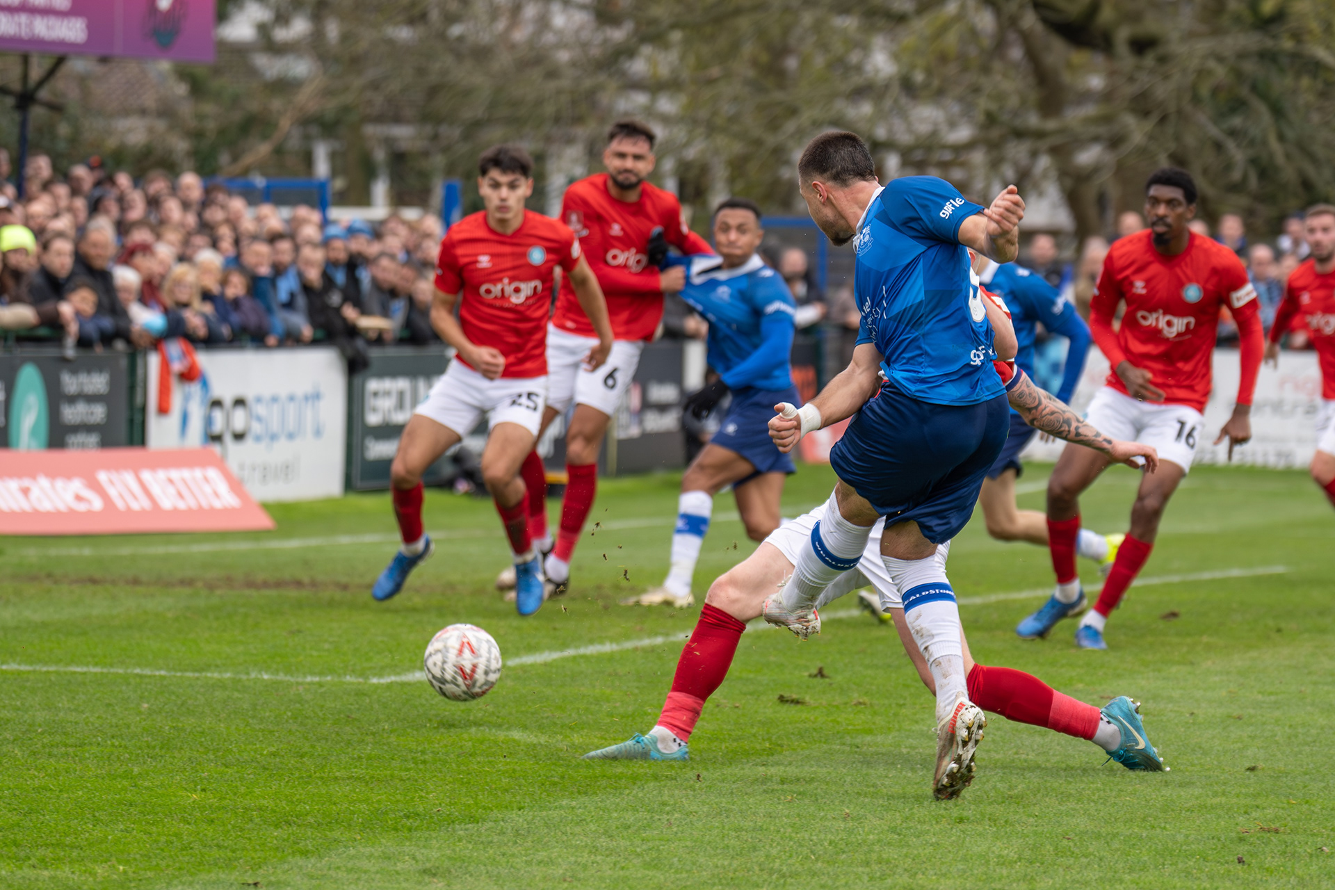 .... and unleashes a fierce shot....