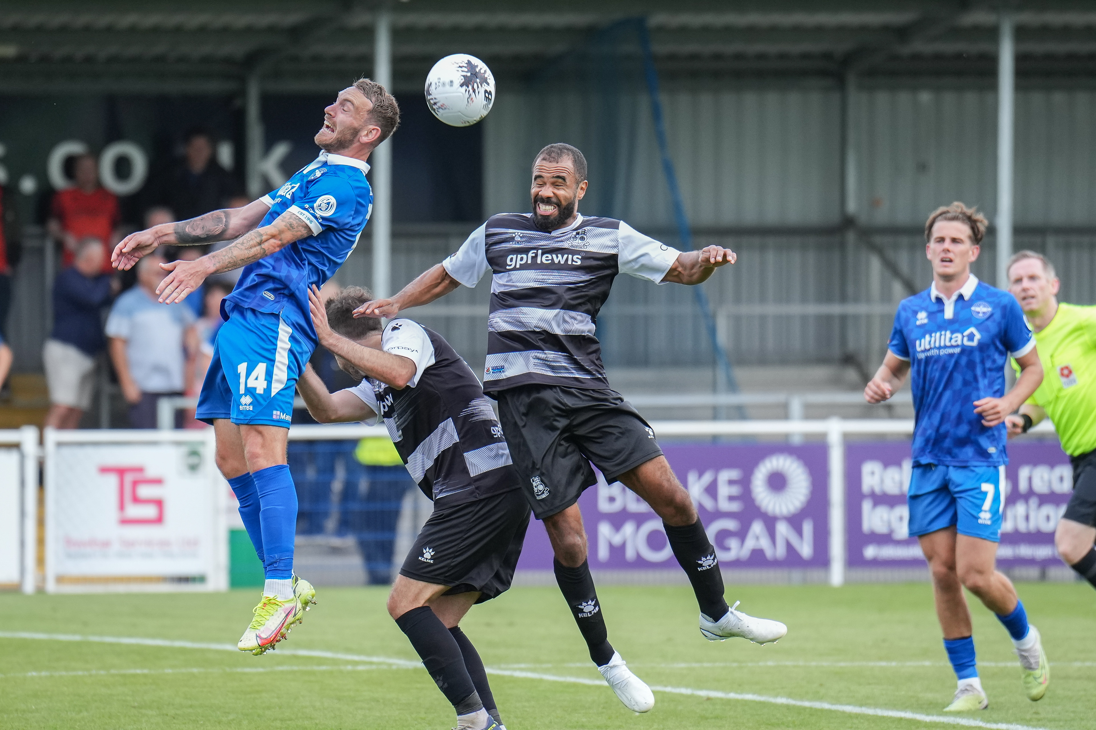 Alex Dyer battles in midfiled