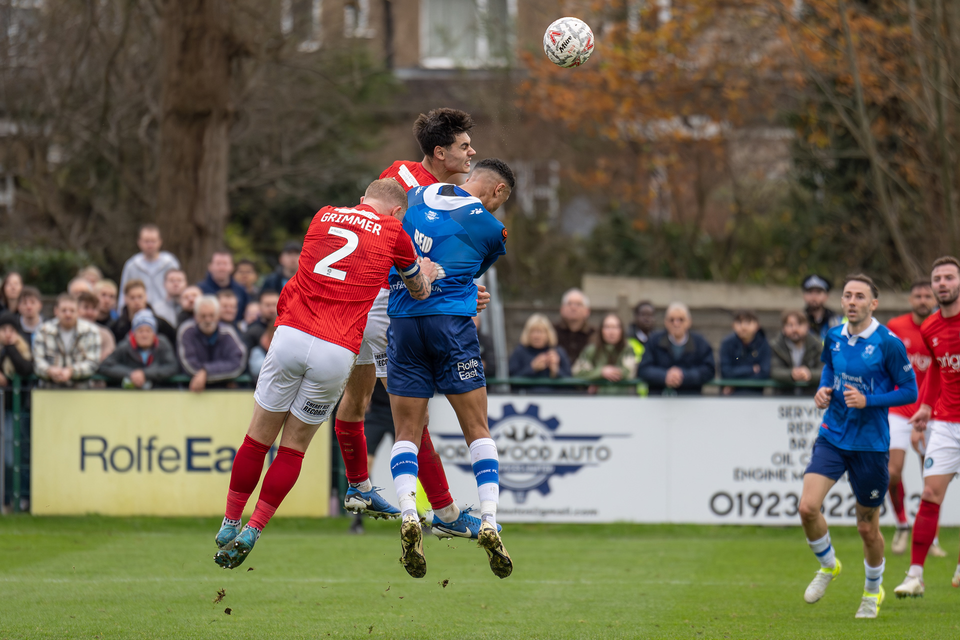 Alex Reid challenge for the ball