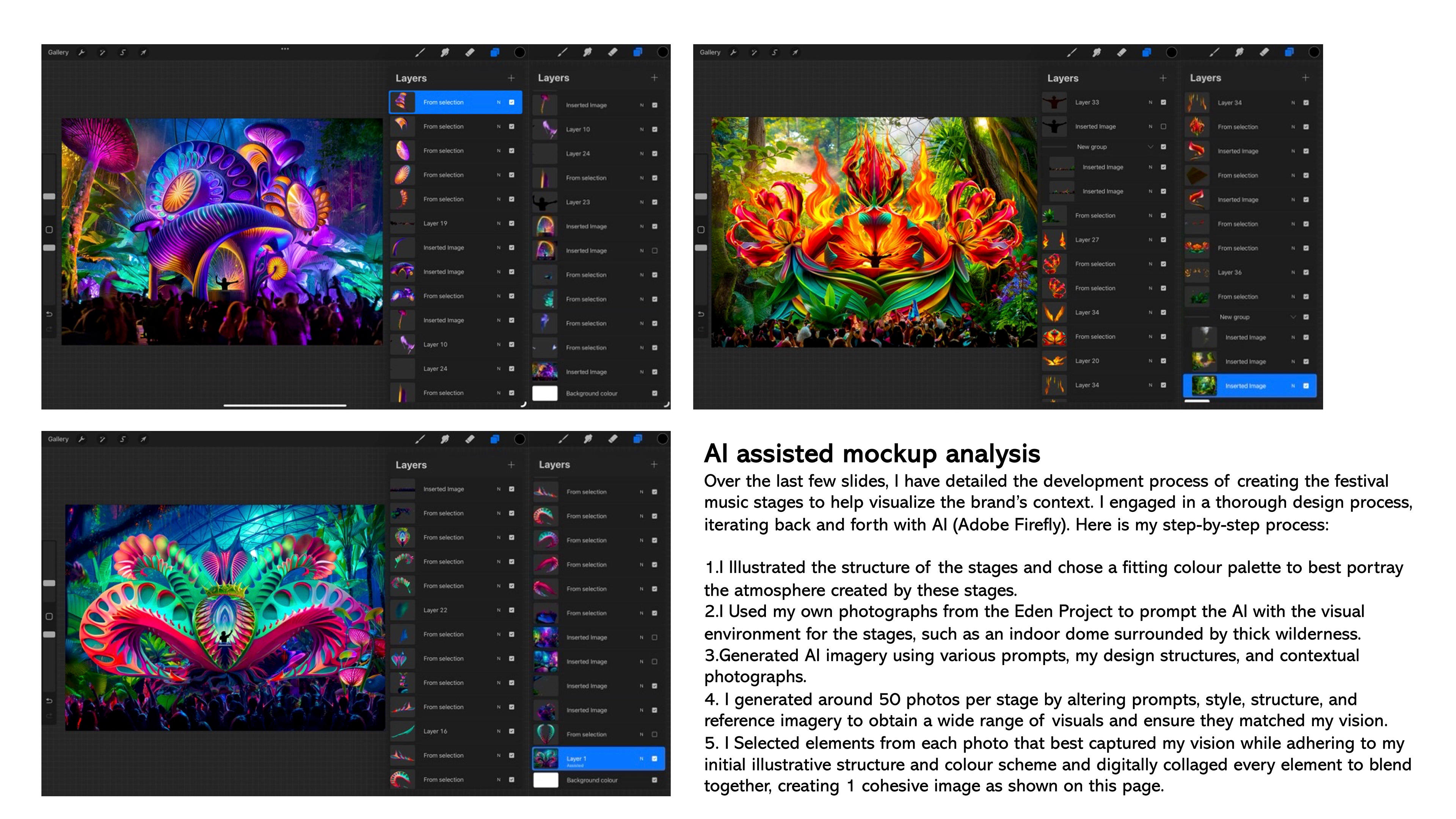 Using Procreate and Photoshop to combine selected assets from AI images