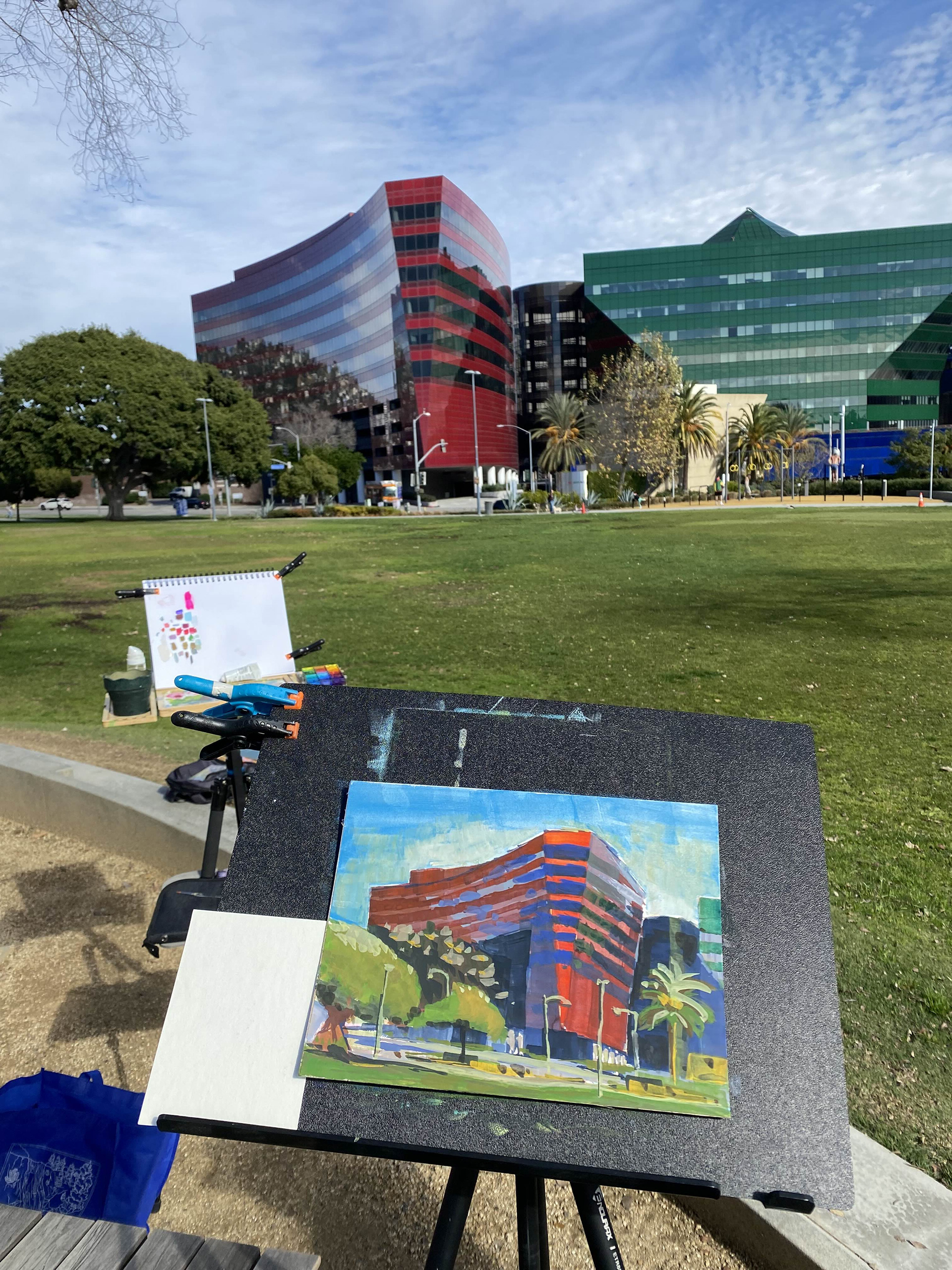 a real image of me painting the red building