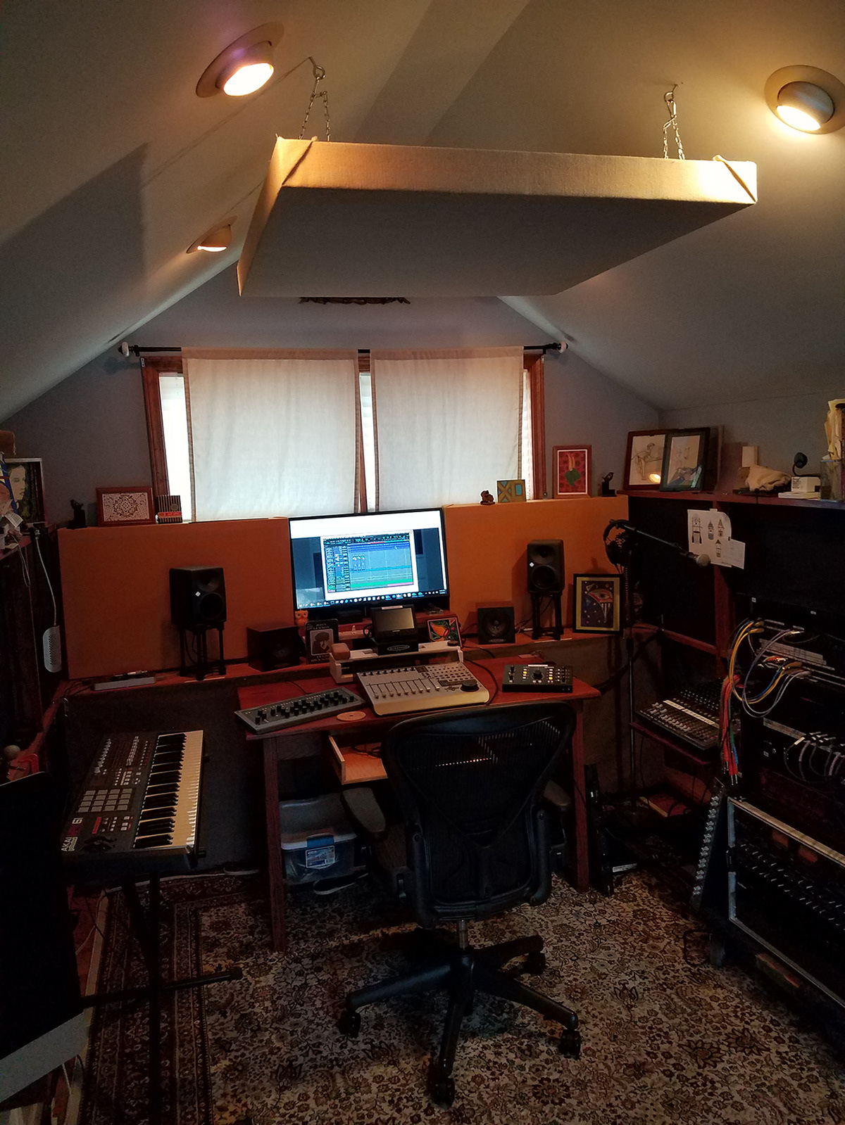 Mixing room with ceiling cloud