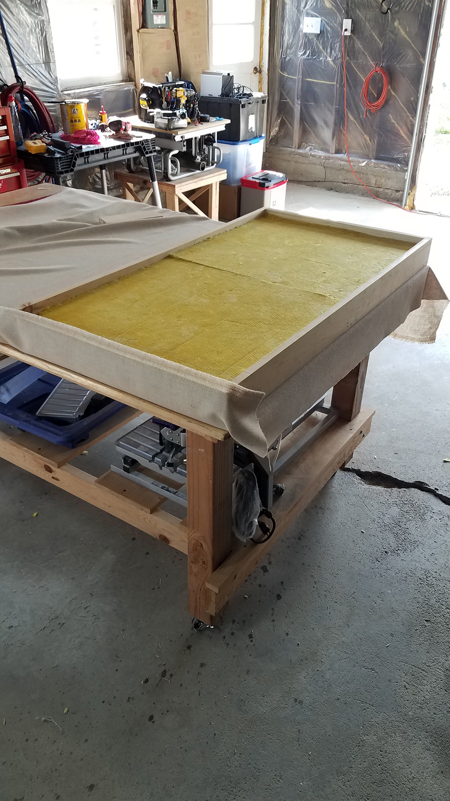 Acoustic panel under construction
