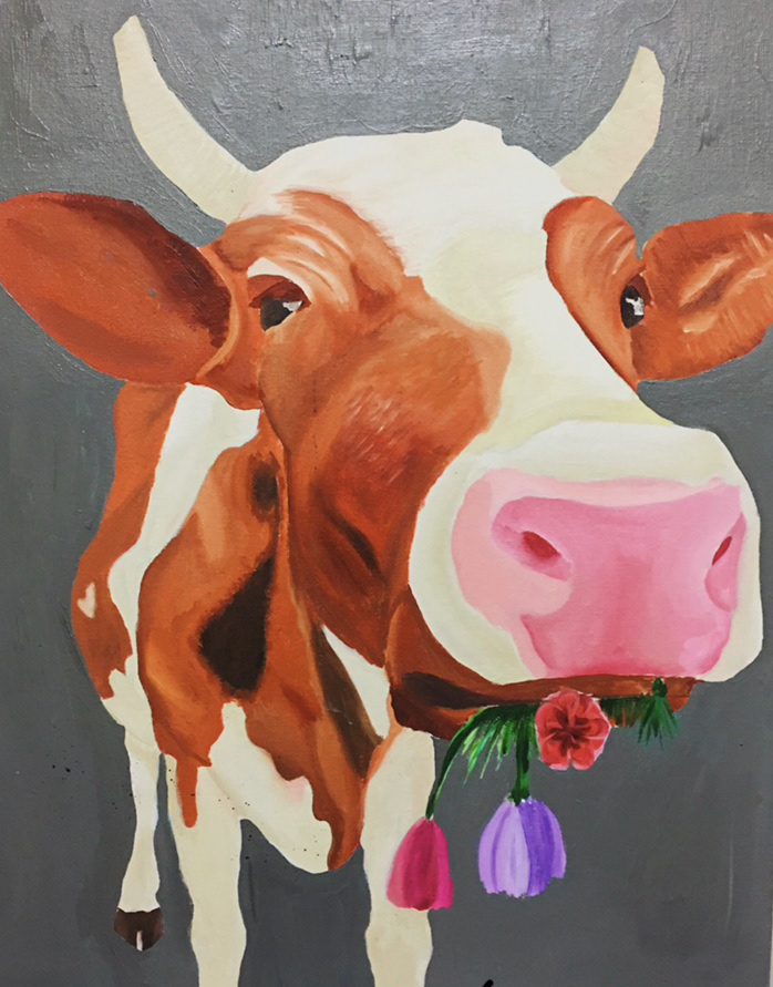 Cow Eating Flowers - 2017