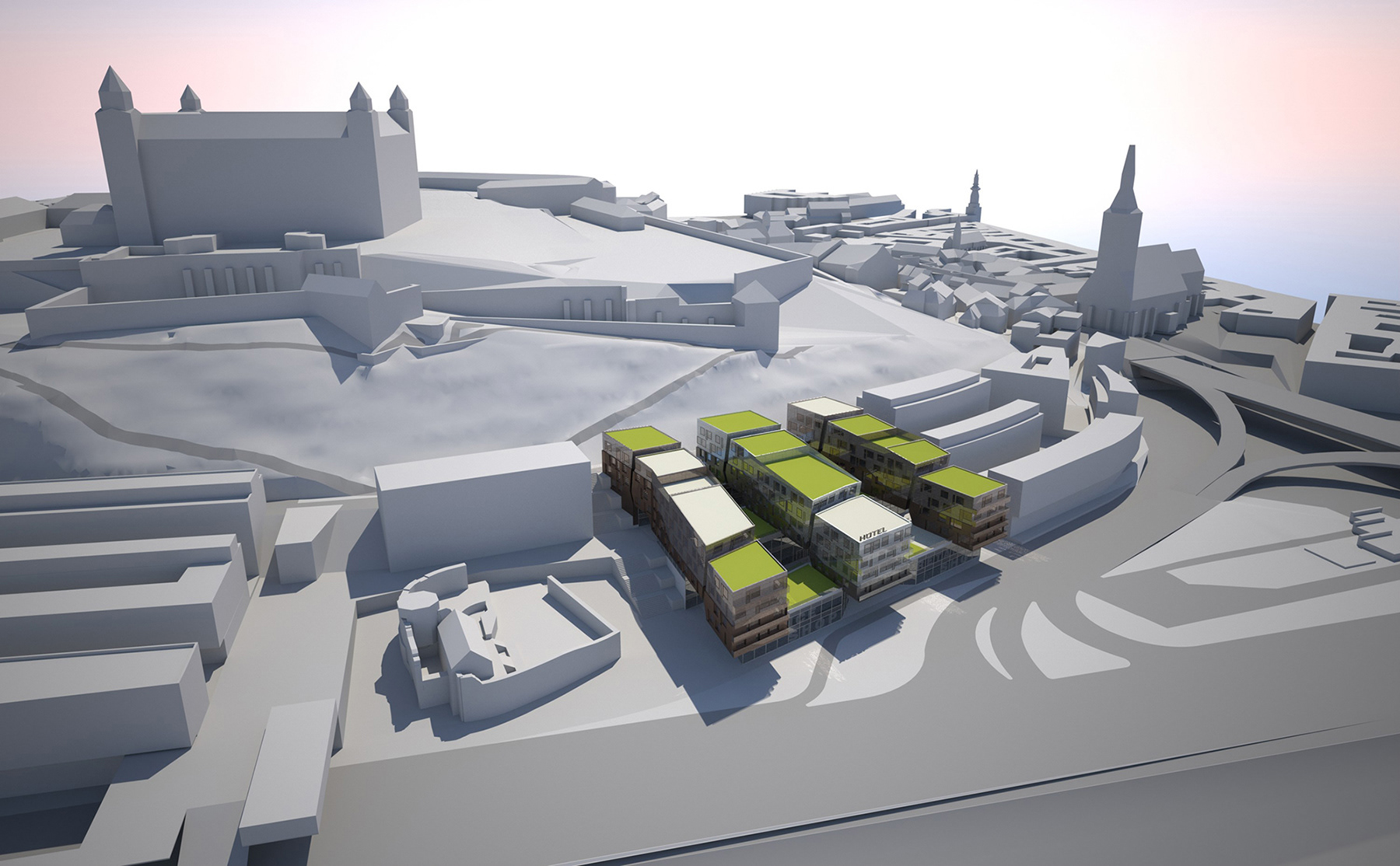 Revitalizácia Vydrice, mestské obytné bloky s hotelom, Podhradie, Bratislava / Spolupráca s P - T, spol. s r. o.