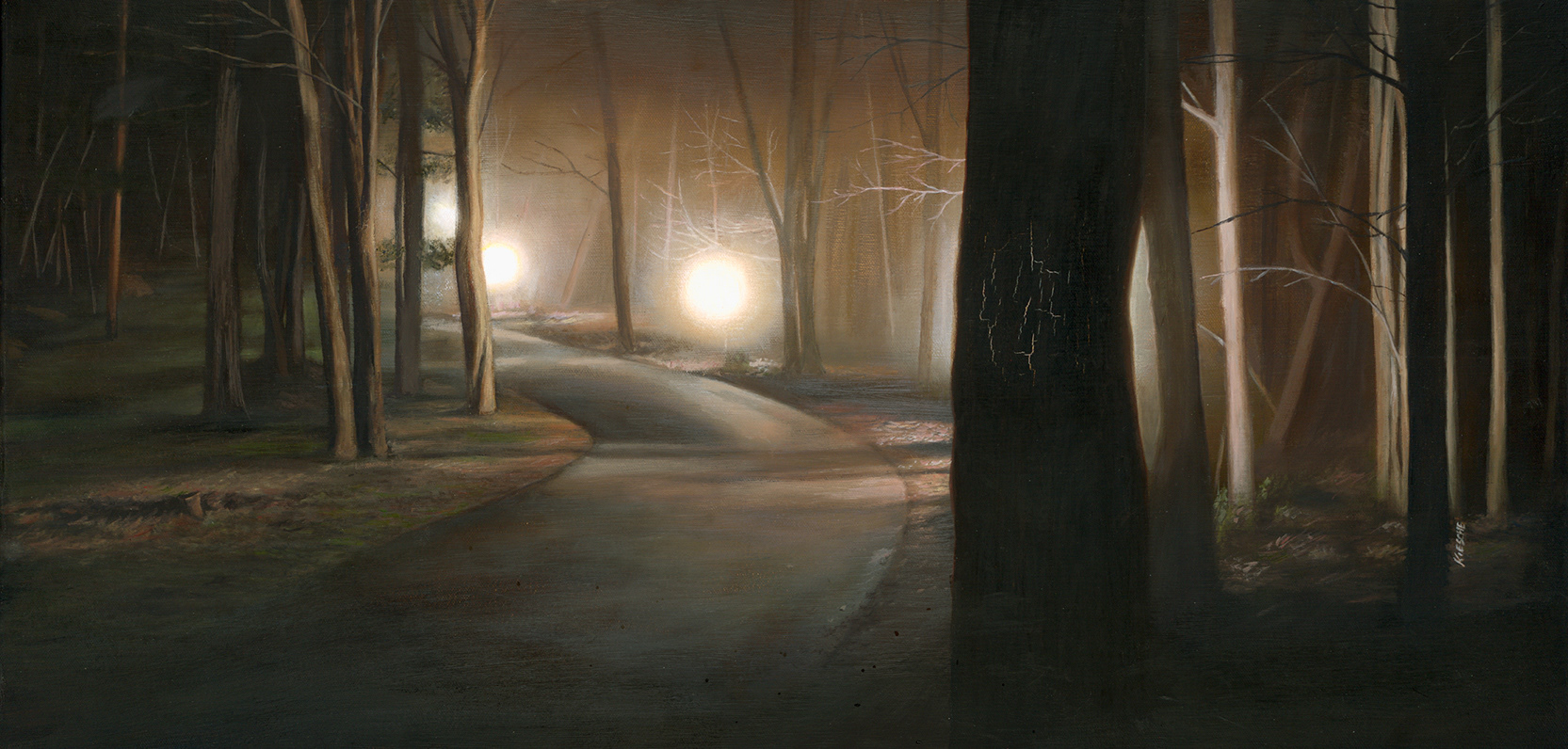An Evening Stroll, 15"x30”, Oil on canvas. Original and reproductions available.
