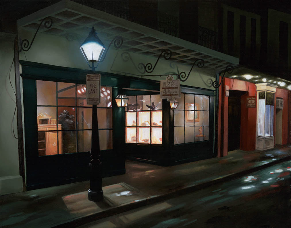 Antiques in the French Quarter, 22"x28”, Oil on canvas. Original and reproductions available.