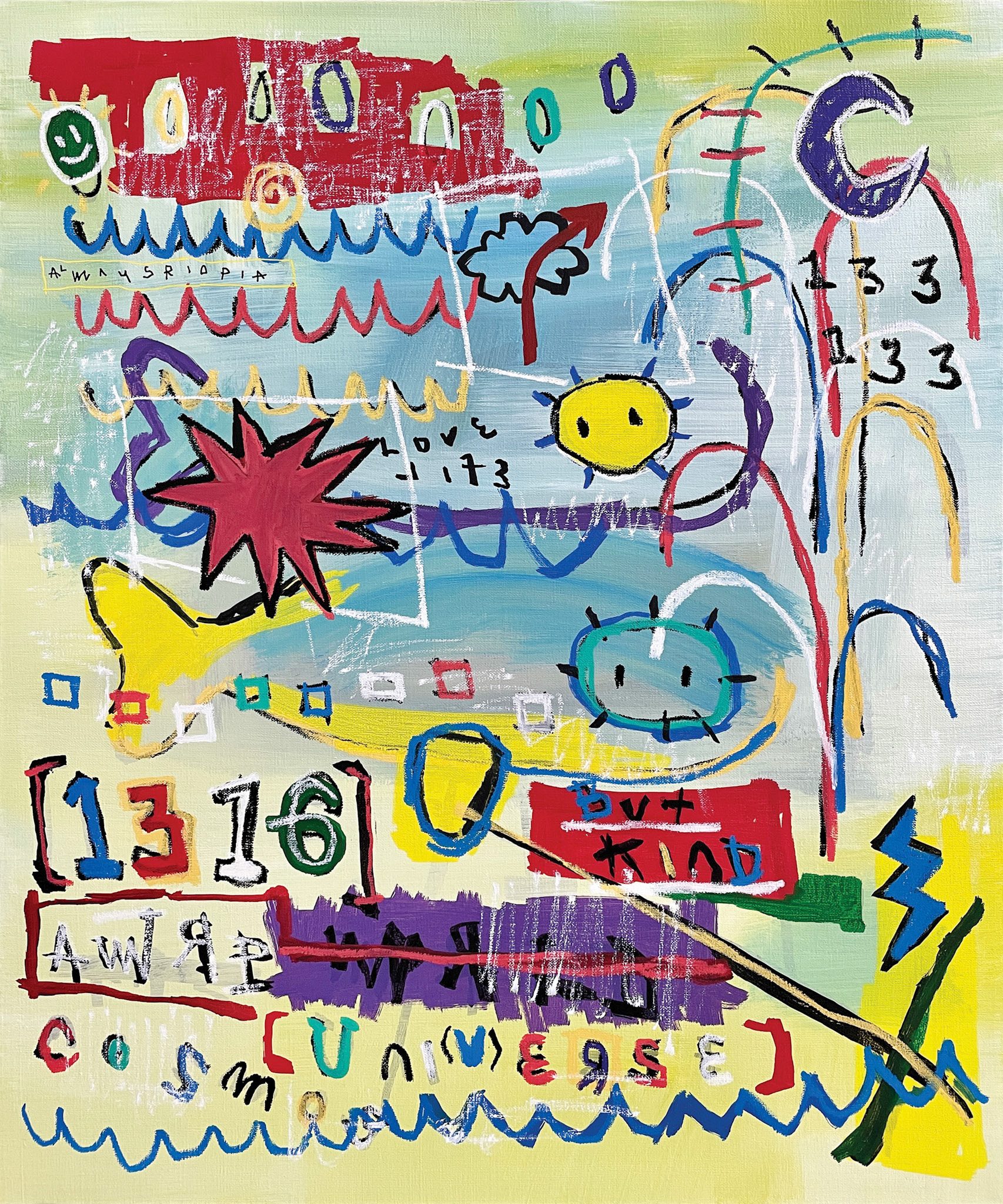 [1316 But Kind] 72.7 x 60.6 cm (20F) Acrylic, oil paint-stick, acrylic marker on canvas 2022