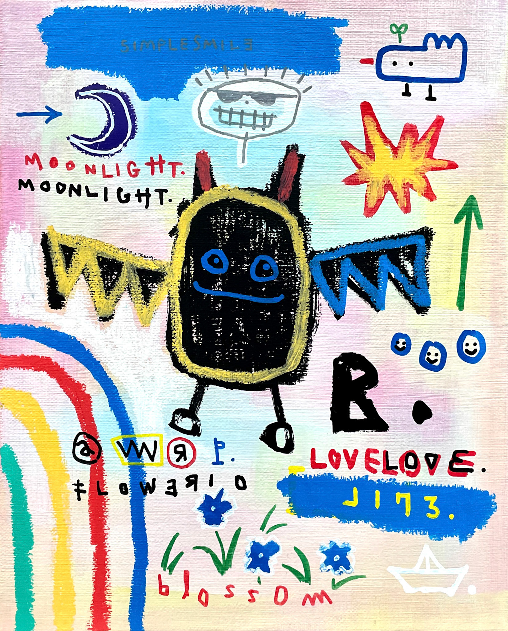 [B.OOO] 27.3 x 22.0 cm (3F) Acrylic, oil paint-stick, oil marker on canvas 2023