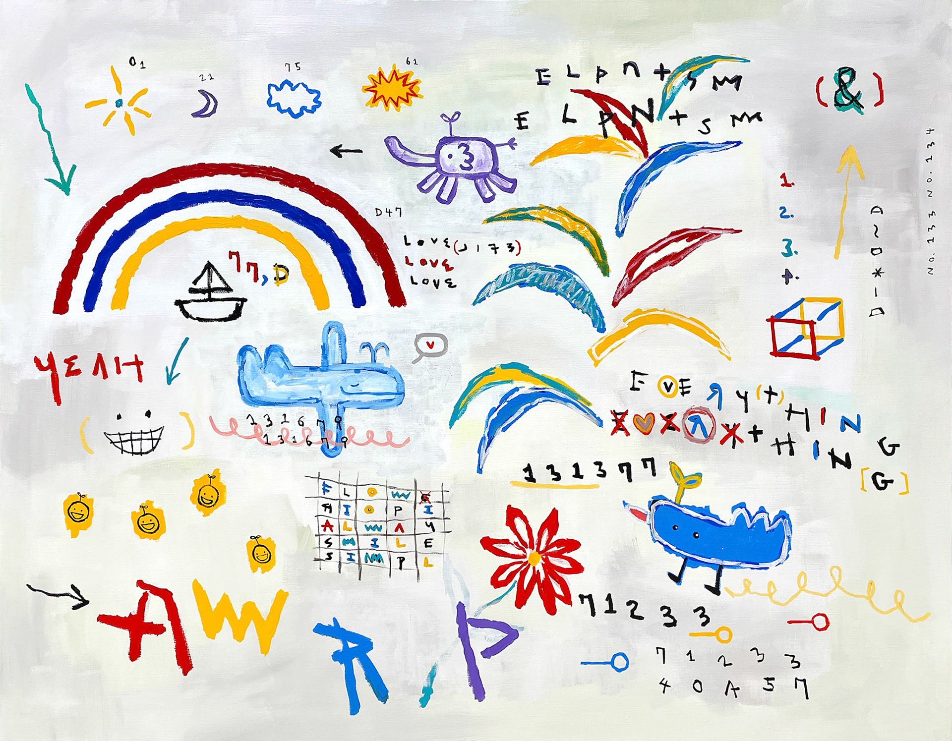 [EVERYTHING] 91 x 116.8 cm (50F) Acrylic, oil paint-stick on canvas 2022