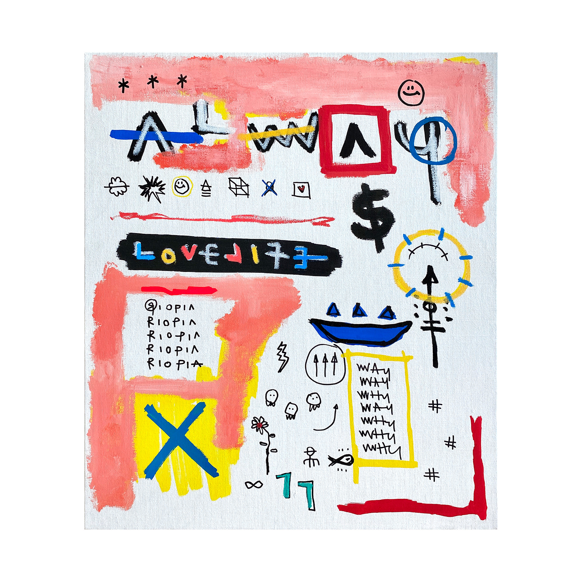 WAYWHY - ALWAYS RIOPIA — Acrylic, Oil and Paint on canvas. 53 x 46 cm. 2020.