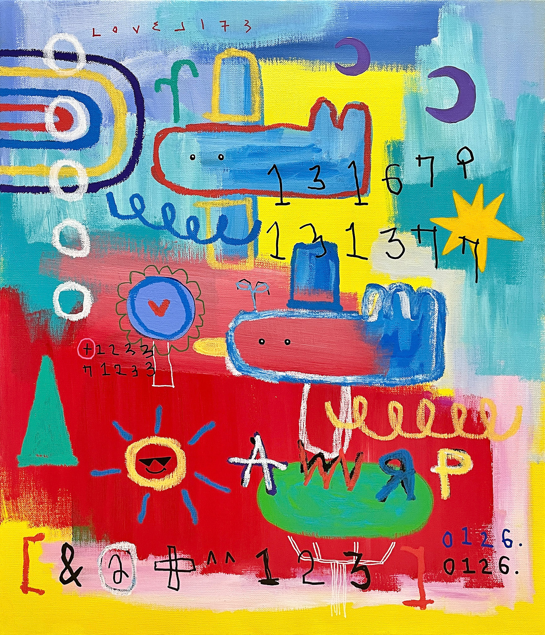 [아름다움의 방향으로] 53.0 x 45.5 cm (10F) Acrylic, oil paint-stick, acrylic marker on canvas 2022