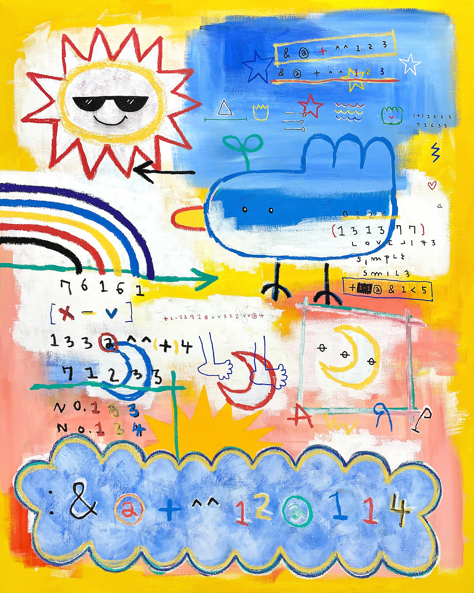 [자연스럽게] 90.9 x 72.7 cm (30F) Acrylic, oil paint-stick, acrylic marker on canvas 2022