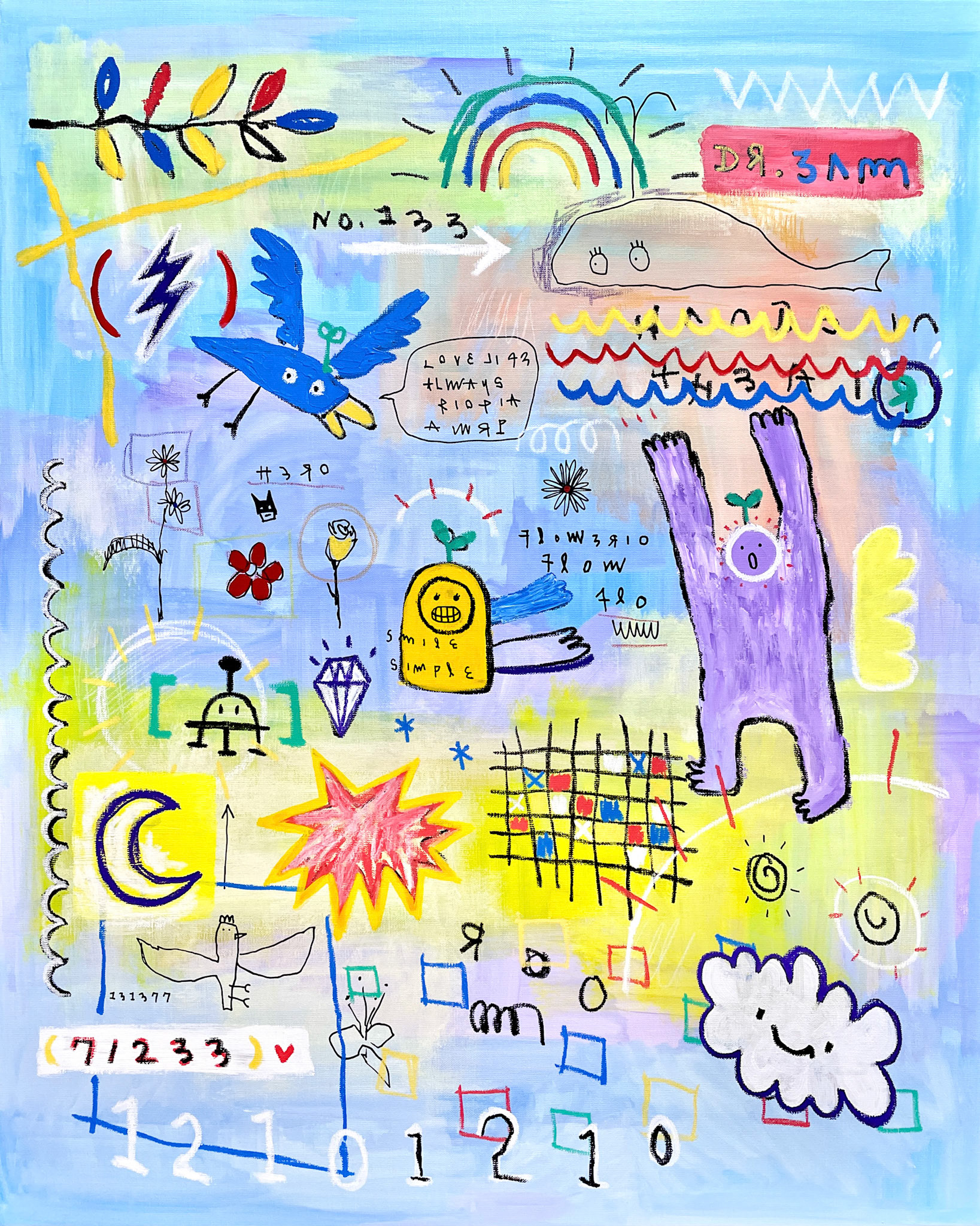 [Room Room] 90.9 x 72.7 cm (30F) Acrylic, oil paint-stick, acrylic marker, wax pastel on canvas 2022