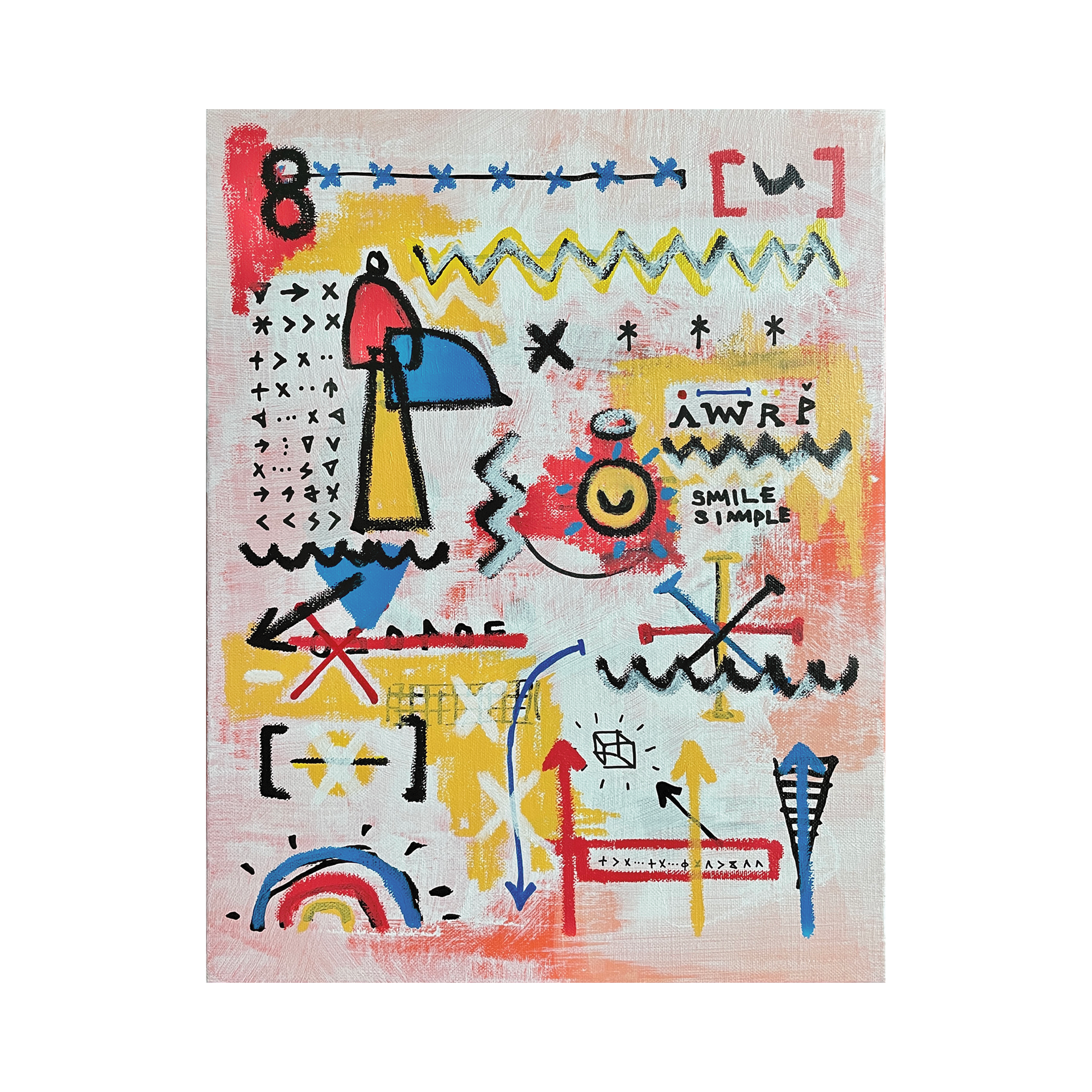 Lighthouse — Acrylic, acrylic marker, solid paint marker on canvas. 40.9 x 31.8 cm. 2021.