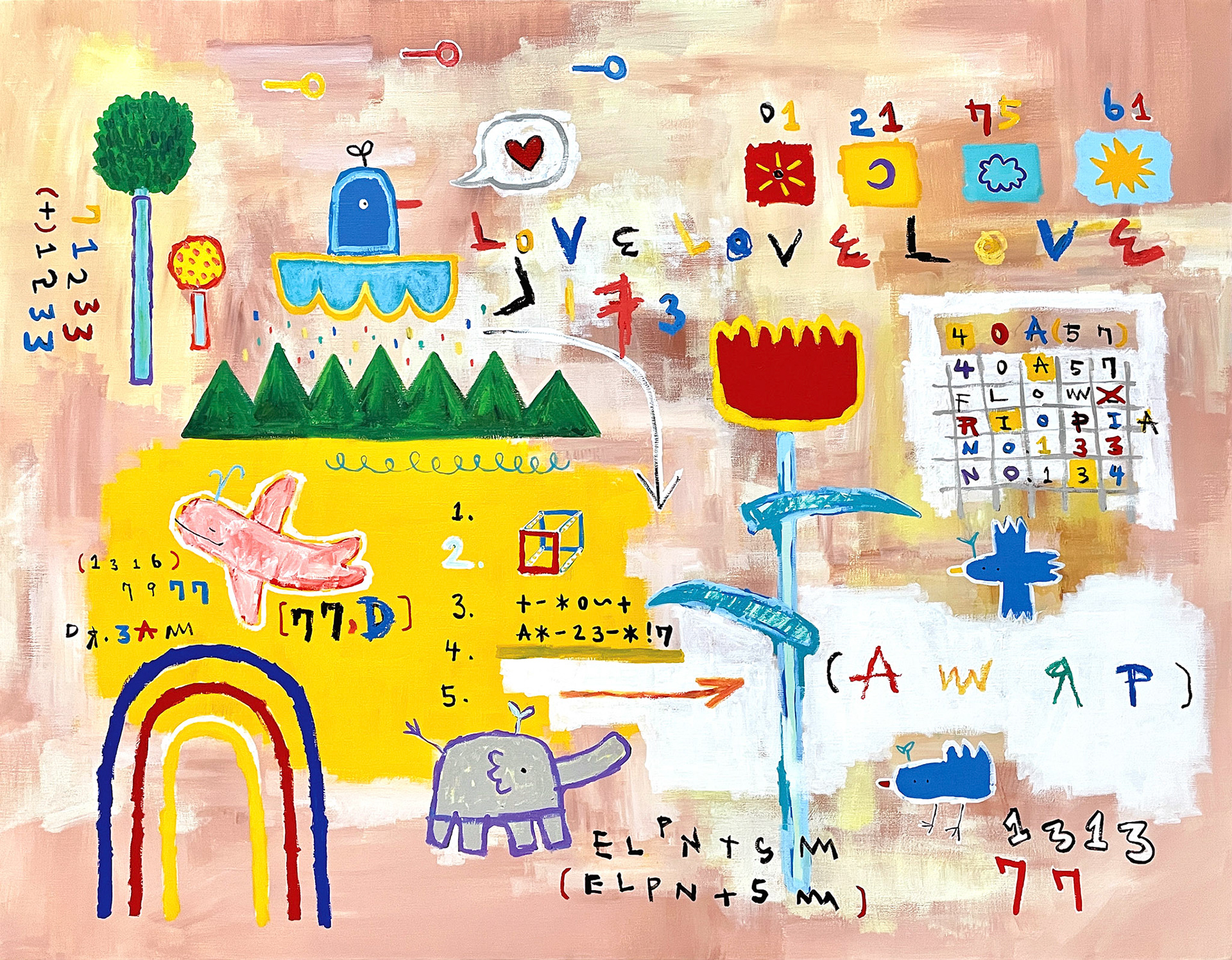 [마음 가는 길] 91 x 116.8 cm (50F) Acrylic, oil paint-stick on canvas 2022