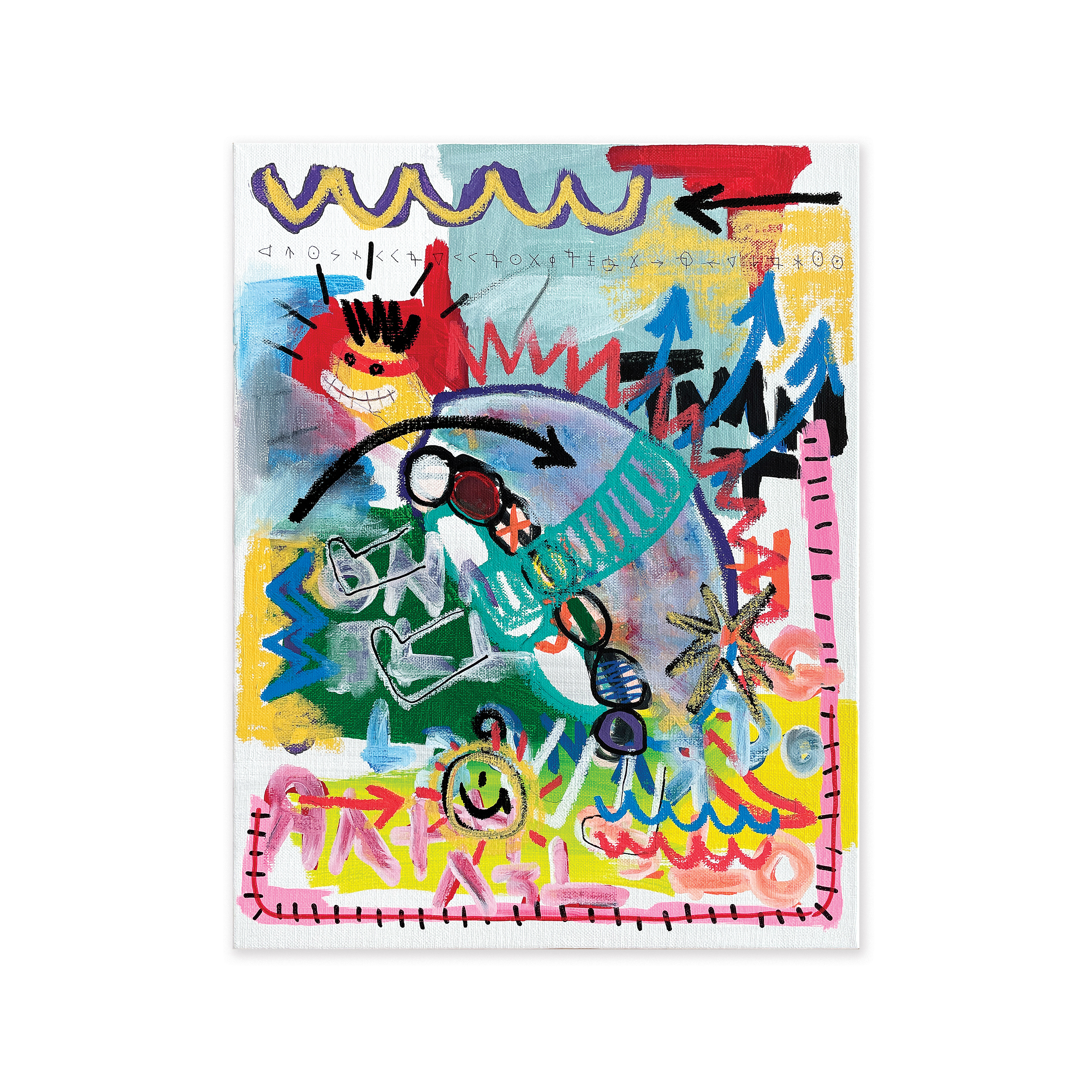 TMNT — Acrylic, acrylic marker, solid paint marker, ball pen on canvas. 40.9 x 31.8 cm. 2021.