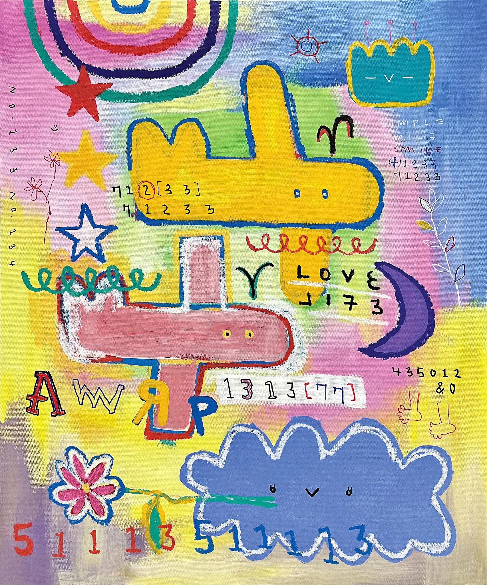 [흘러가는 대로] 72.7 x 60.6 cm (20F) Acrylic, oil paint-stick, acrylic marker on canvas 2022