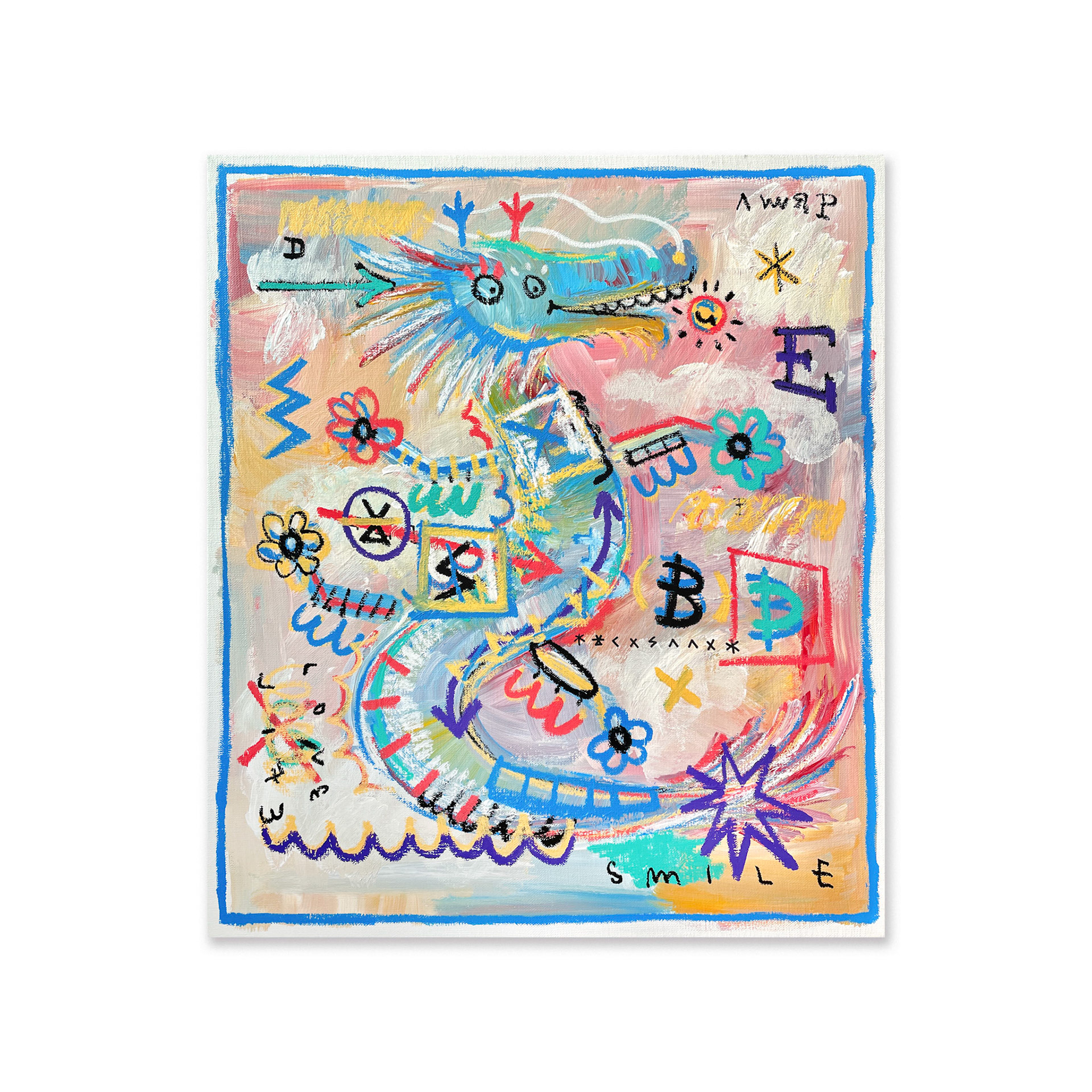 [Four Guardians - The Blue] 53 x 45.5 cm (10F) Acrylic, oil paint-stick, acrylic marker on canvas 2022