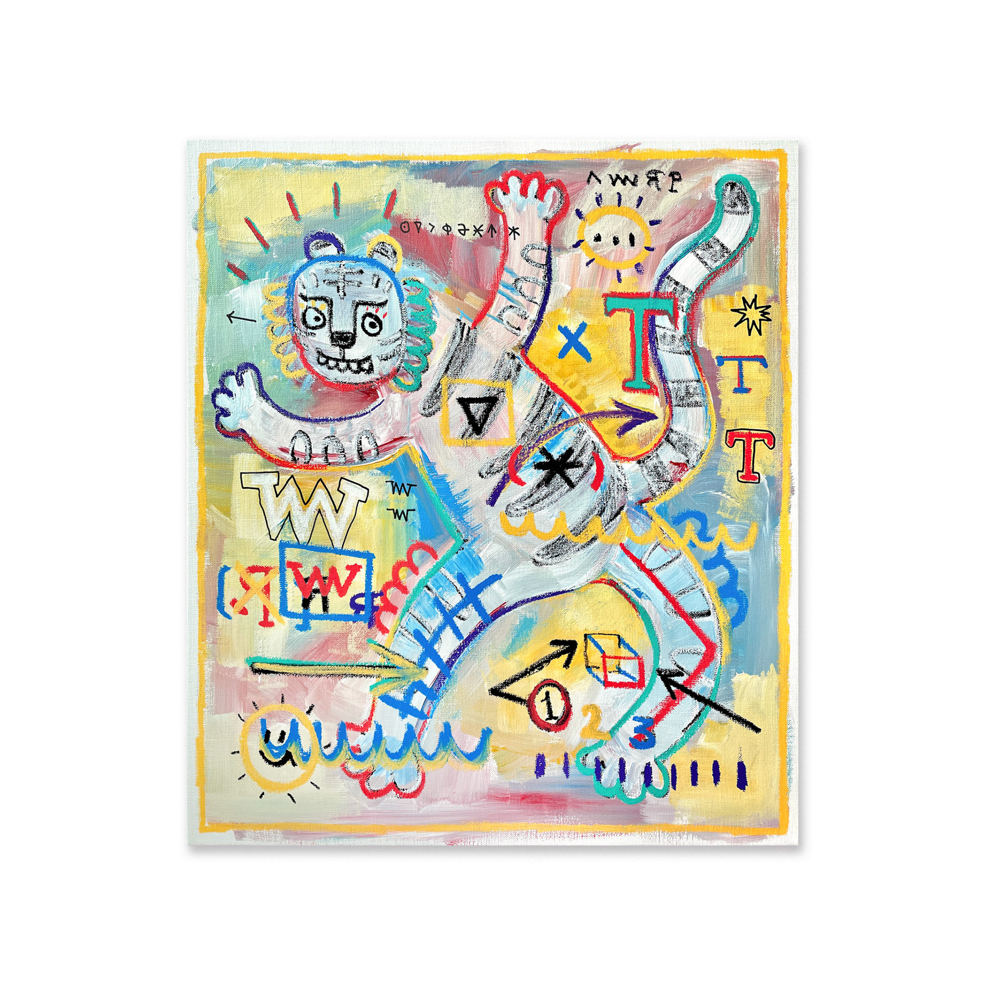 [Four Guardians - The White] 53 x 45.5 cm (10F) Acrylic, oil paint-stick, acrylic marker on canvas 2022