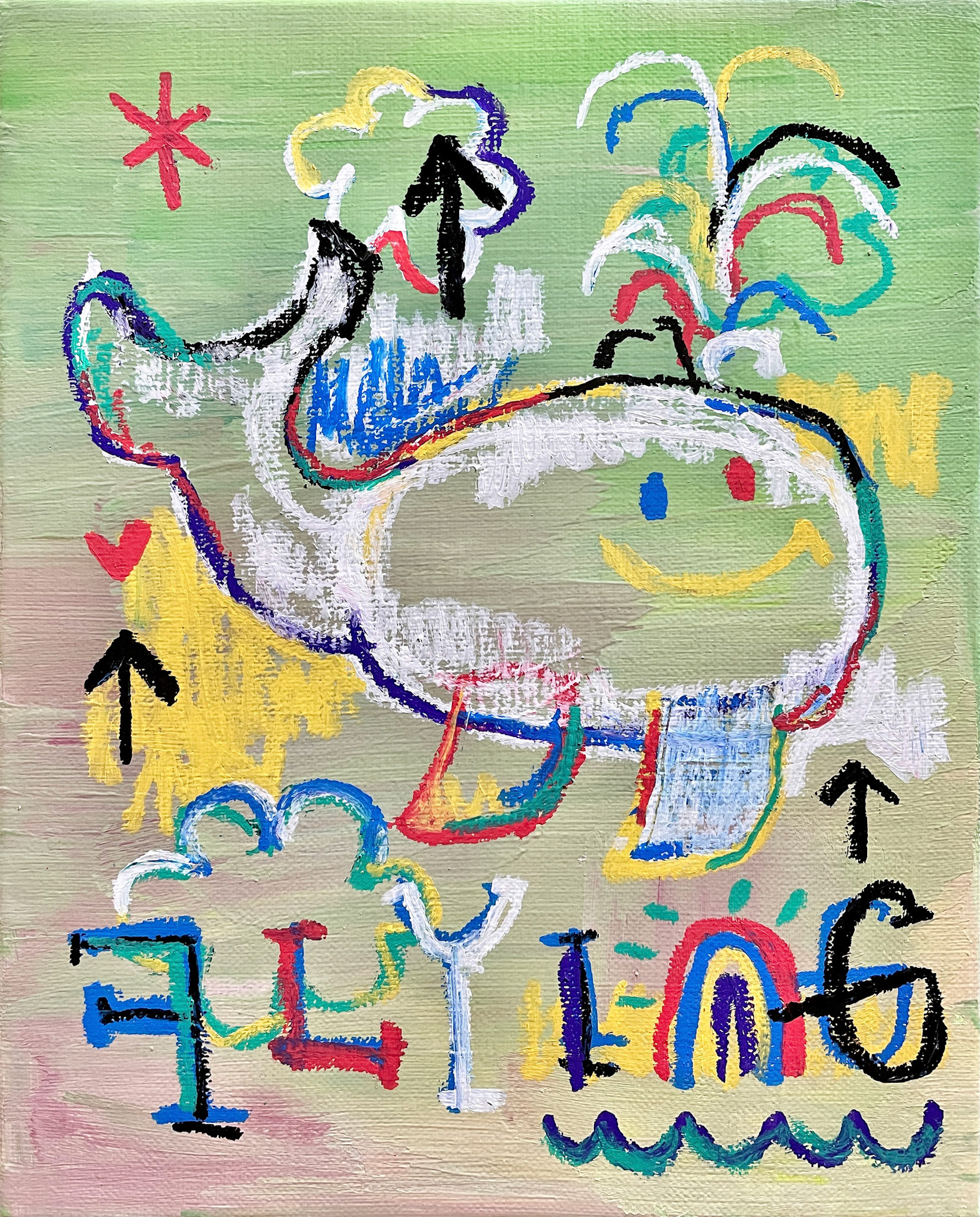 [FLYING] 27.3 x 22 cm (3F) Acrylic, oil paint-stick, acrylic marker on canvas 2022