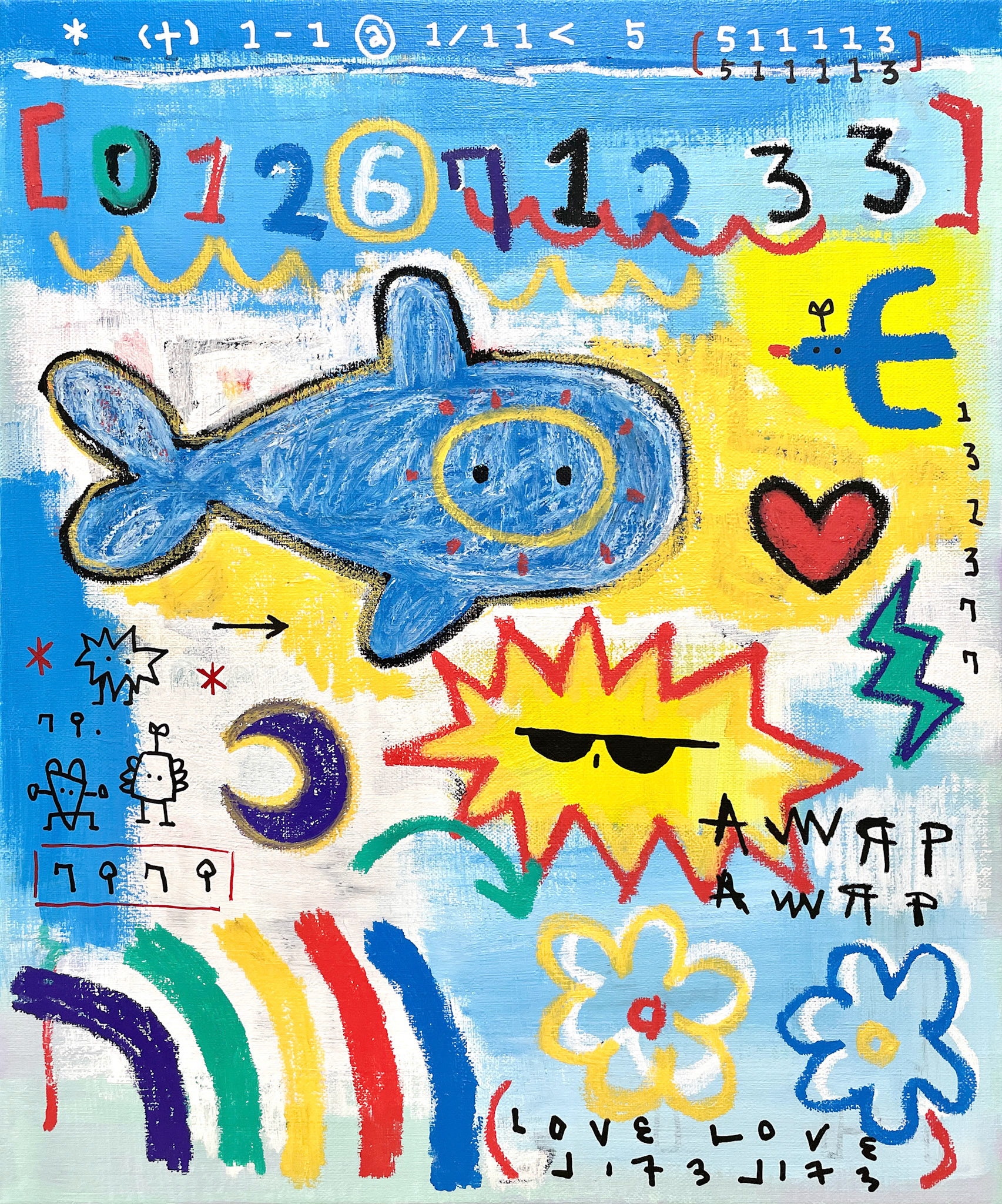 [감사] 45.5 x 37.9 cm (8F) Acrylic, oil paint-stick, acrylic marker on canvas 2022