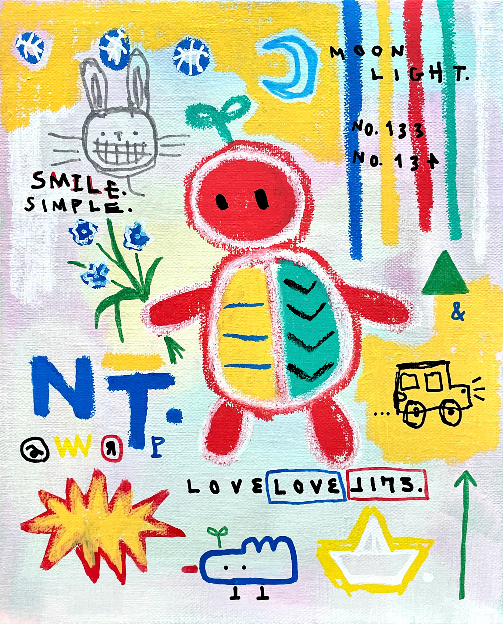 [NT.aWRP] 27.3 x 22.0 cm (3F) Acrylic, oil paint-stick, oil marker on canvas 2023