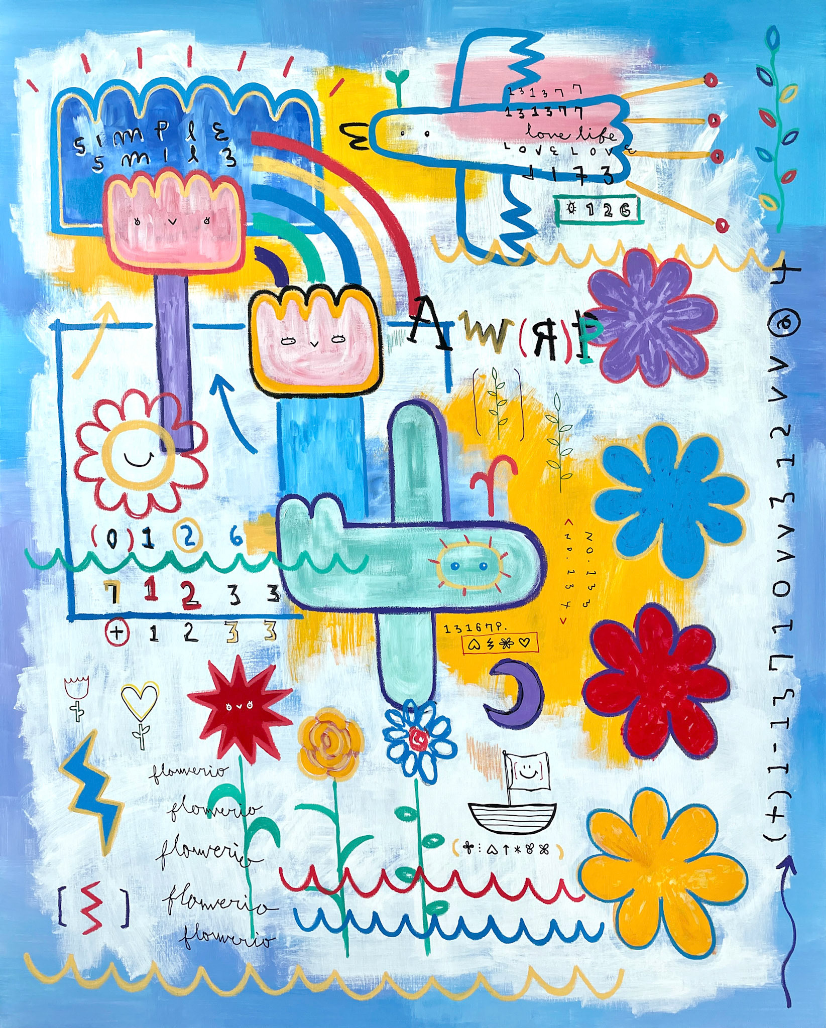 [꽃길] 162.2 x 130.3 cm (100F) Acrylic, oil paint-stick, acrylic marker on canvas 2022