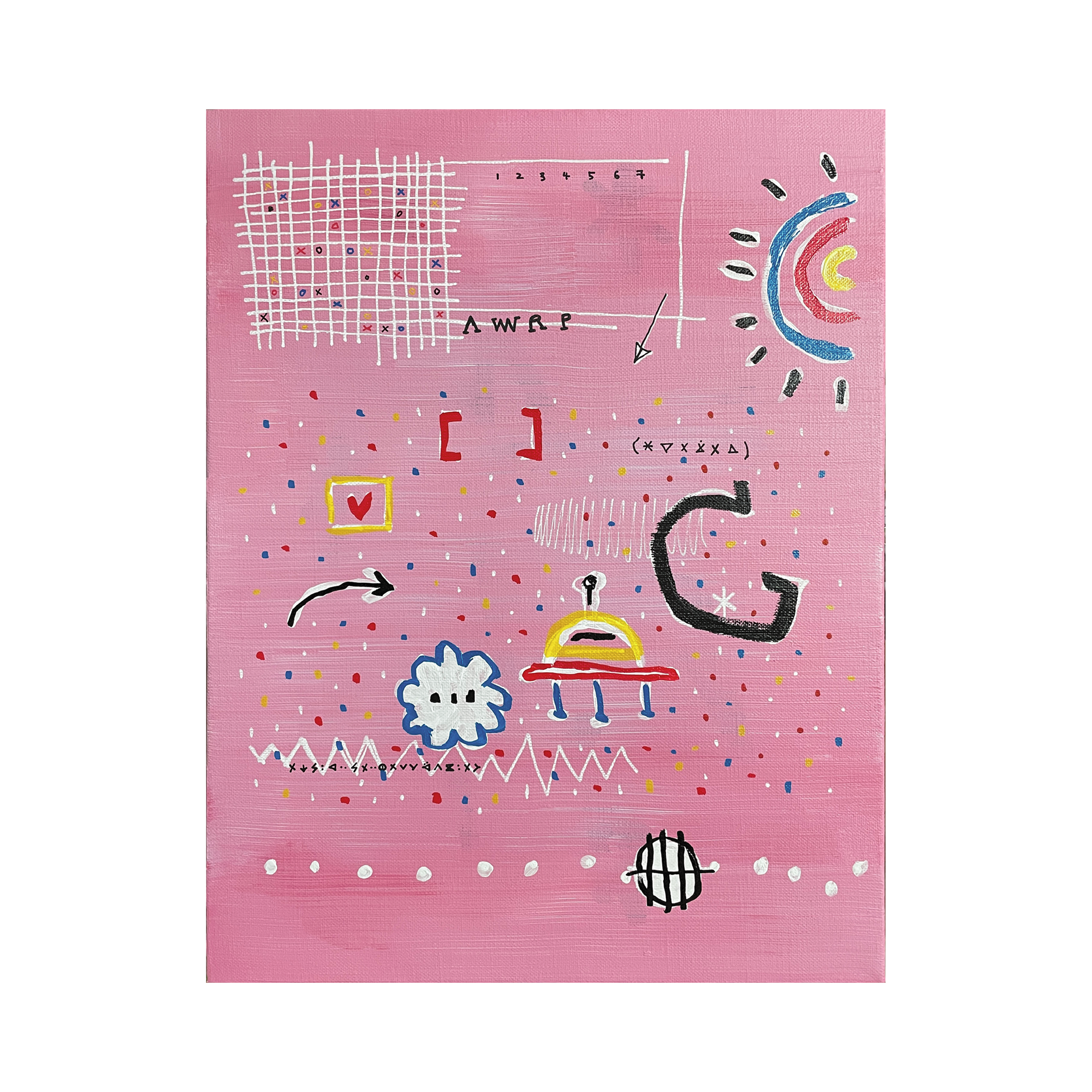 OUR UTOPIA — Acrylic, acrylic marker, solid paint marker on canvas. 40.9 x 31.8 cm. 2021.