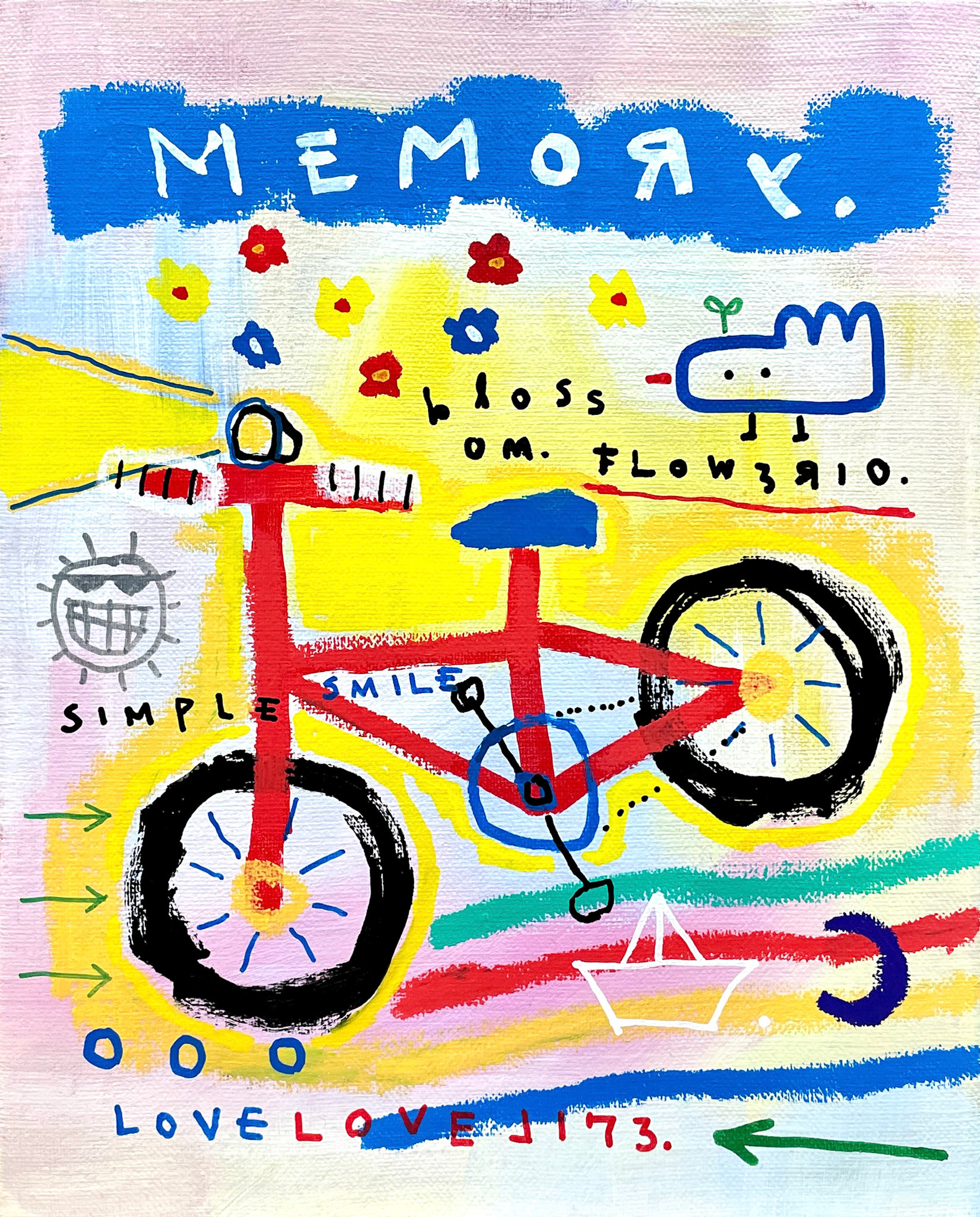 [MEMORY.] 27.3 x 22.0 cm (3F) Acrylic, oil paint-stick, oil marker on canvas 2023