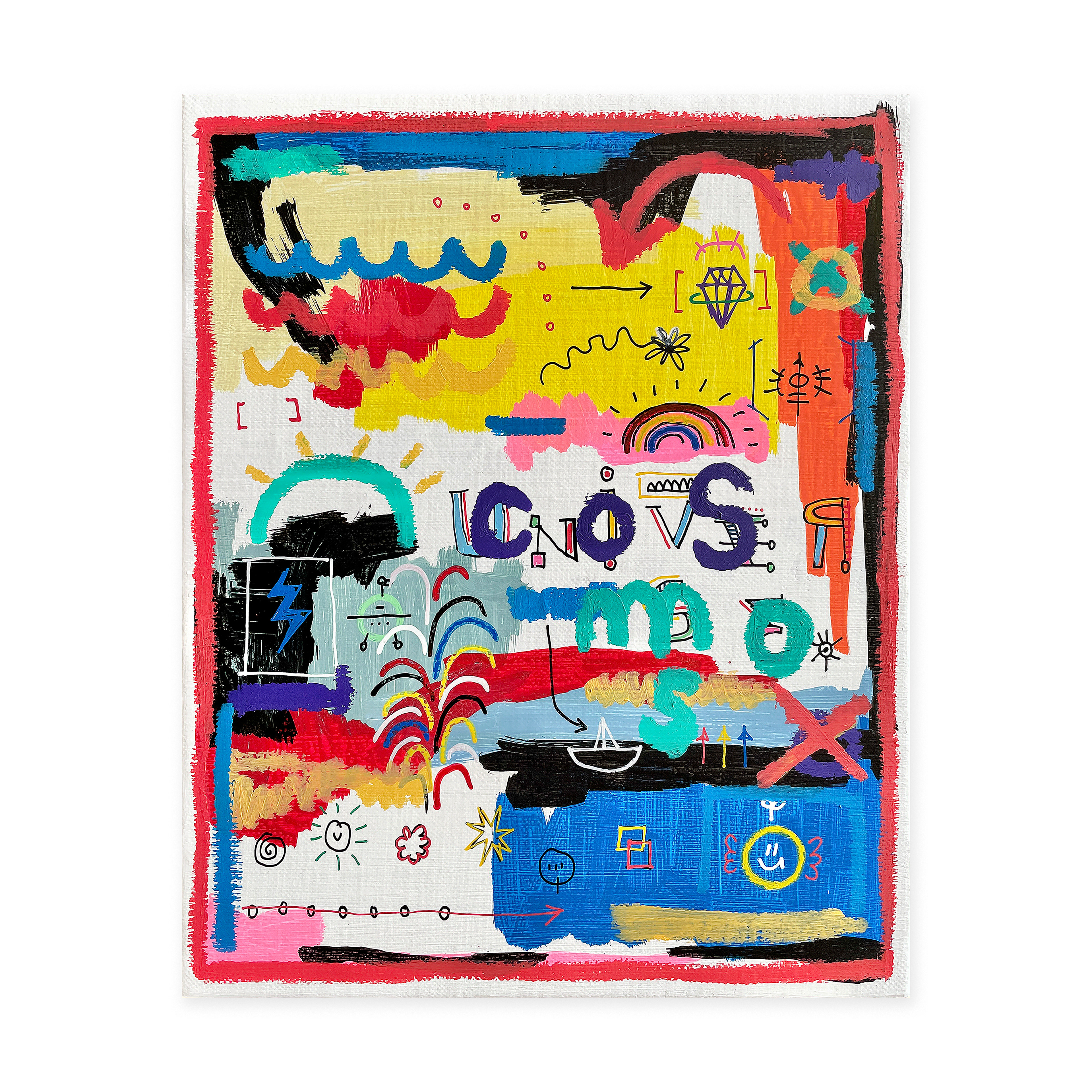 COSMOS 002 — Acrylic, acrylic marker, solid paint marker on canvas. 27.3 x 22 cm. 2021.