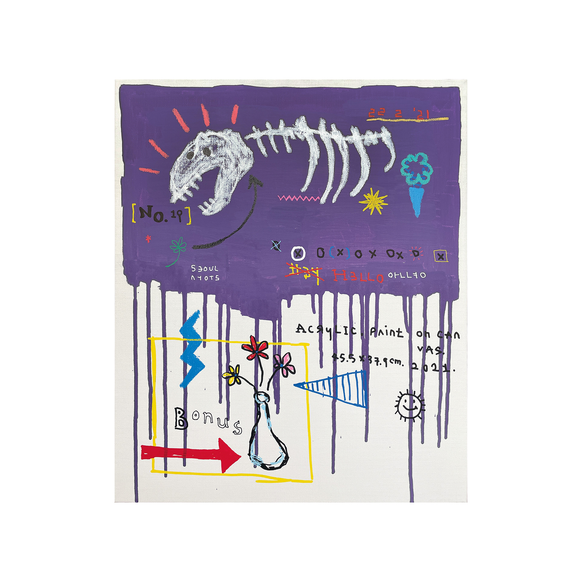 White Bone — Acrylic, Oil and Paint on canvas. 37.9 x 45.5 cm. 2021.