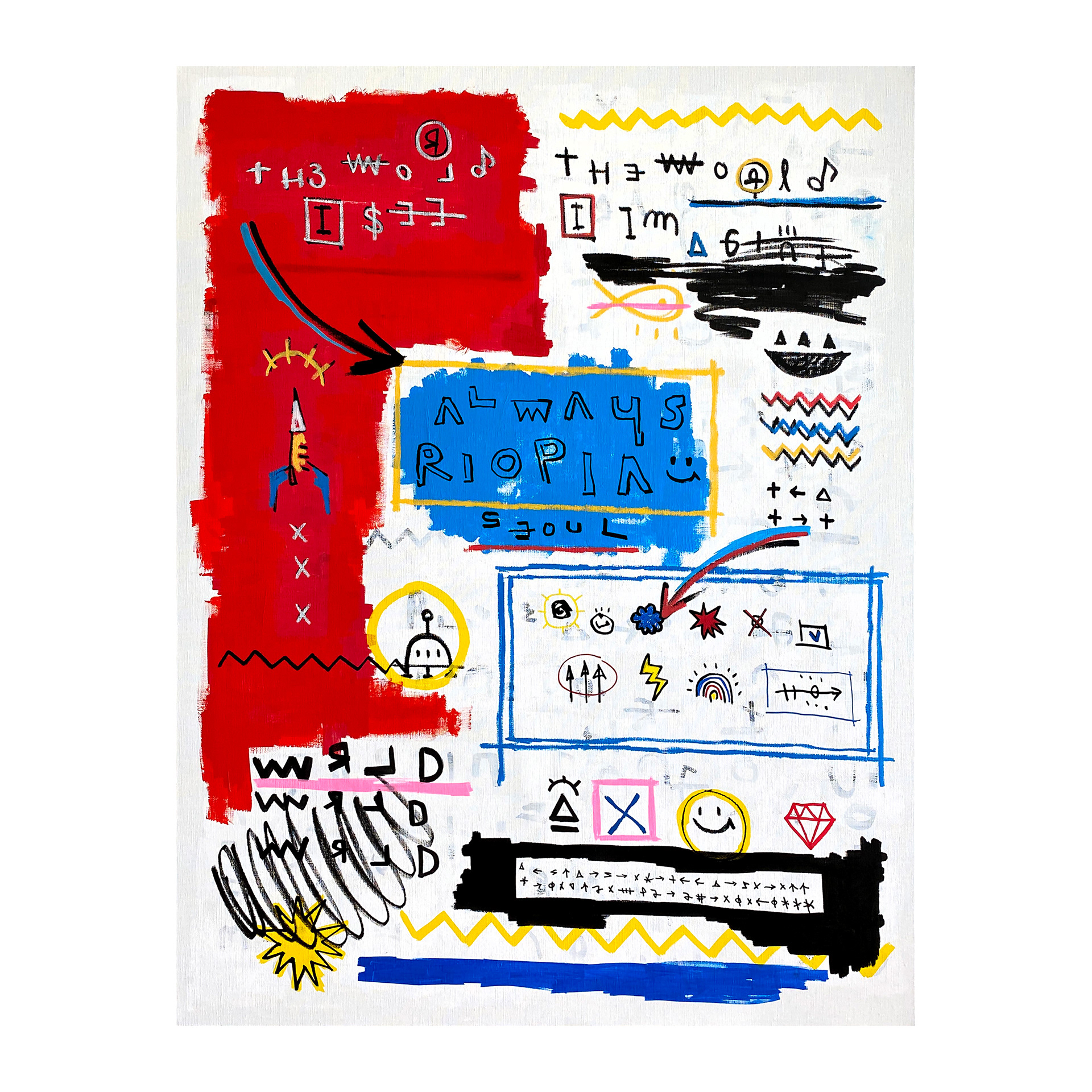 WRLD WRLD WRLD - ALWAYS RIOPIA — Acrylic, Oil, Paint on canvas. 146 x 112 cm. 2020.