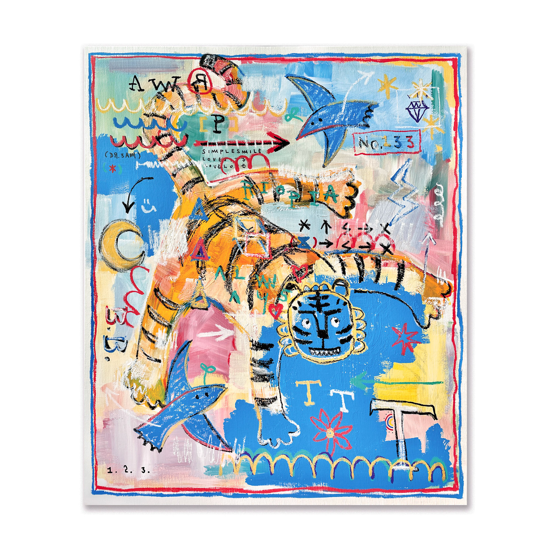 [Flying Tiger] 72.7 x 60.6 cm (20F) Acrylic, oil paint-stick, acrylic marker on canvas 2022