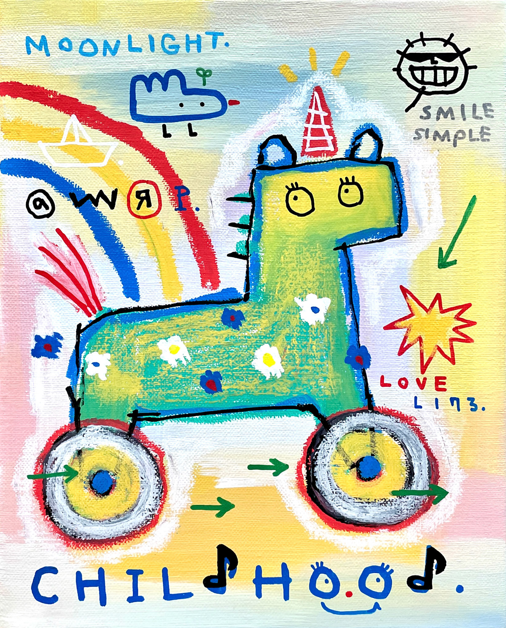 [CHILdHOOd.] 27.3 x 22.0 cm (3F) Acrylic, oil paint-stick, oil marker on canvas 2023