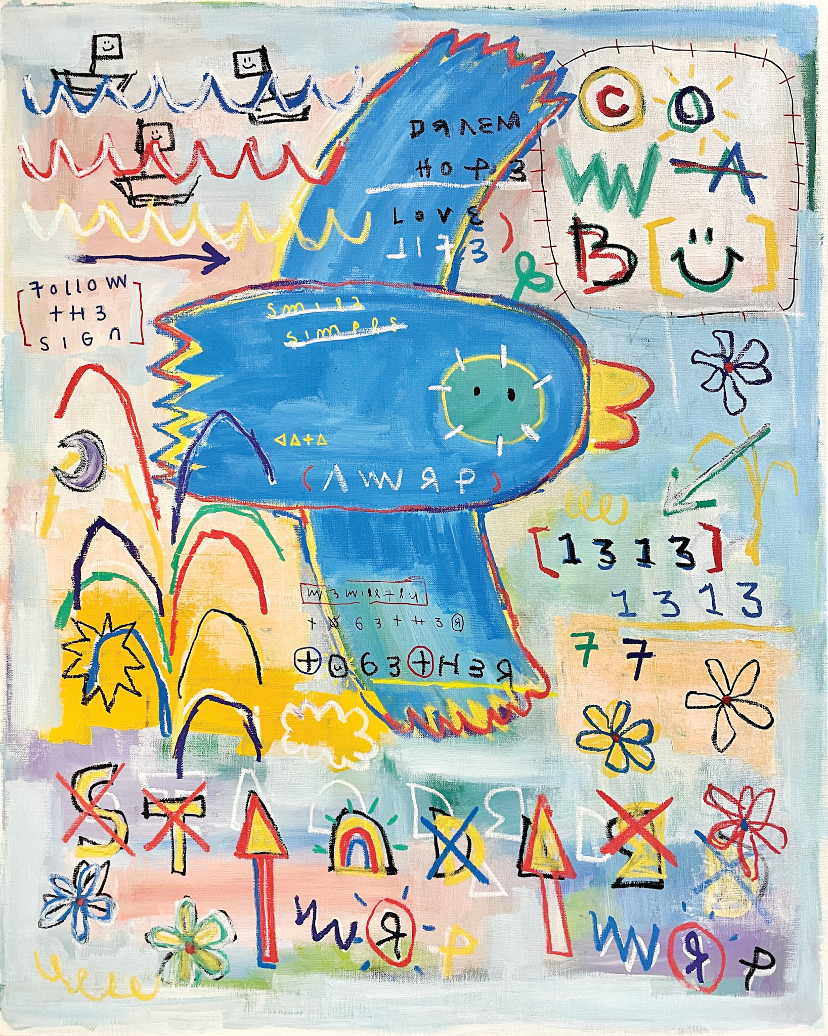 [STANDARD-AWRP] 90.9 x 72.7 cm (30F) Acrylic, oil paint-stick, acrylic marker on canvas 2022