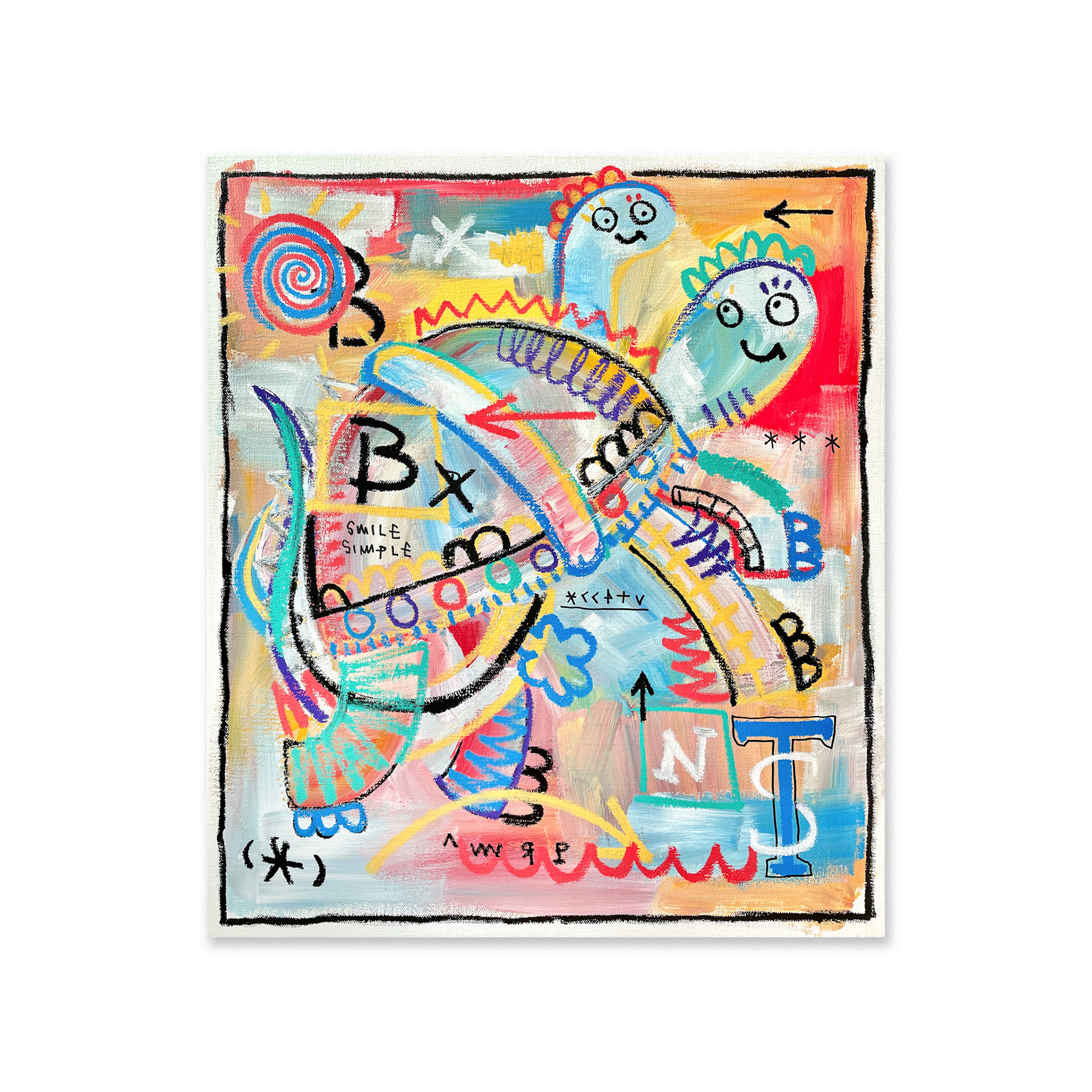 [Four Guardians - The Black] 53 x 45.5 cm (10F) Acrylic, oil paint-stick, acrylic marker on canvas 2022