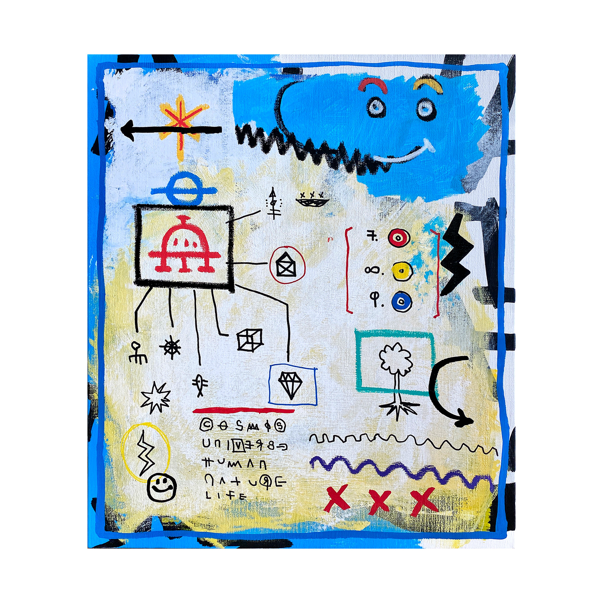 COSMOS789 - ALWAYS RIOPIA — Acrylic, Oil and Paint on canvas. 53 x 46 cm. 2020.