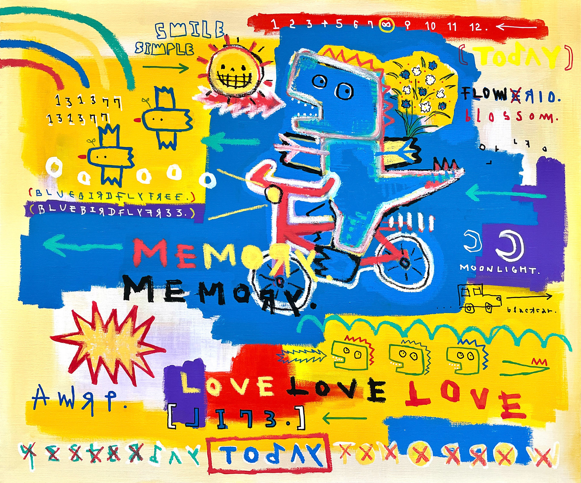 [MEMORY.TODAY] 60.6 x 72.7 cm (20F) Acrylic, oil paint-stick, oil marker on canvas 2023
