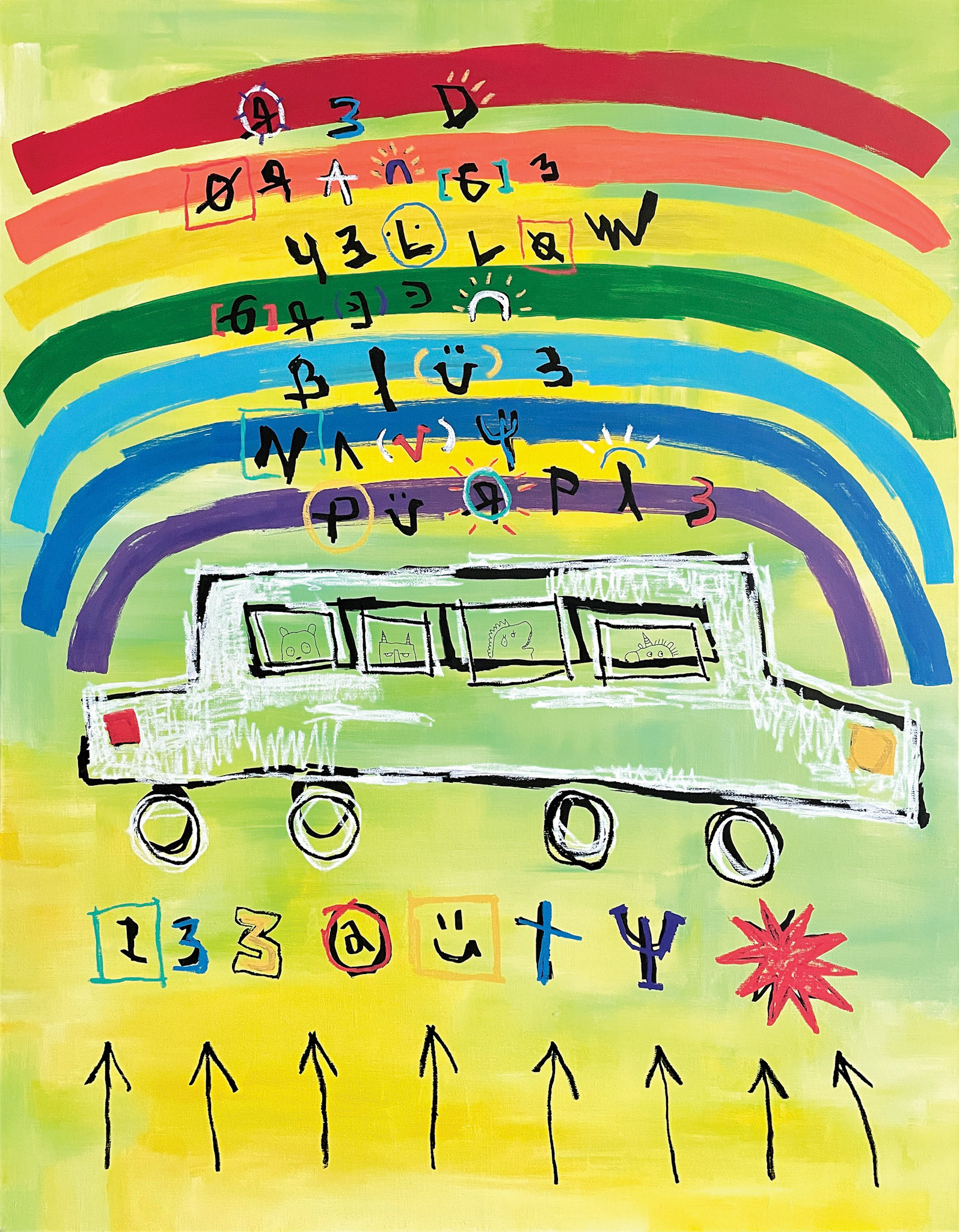 [Go Beauty] 116.8 x 91 cm (50F) Acrylic, oil paint-stick, acrylic marker on canvas 2022