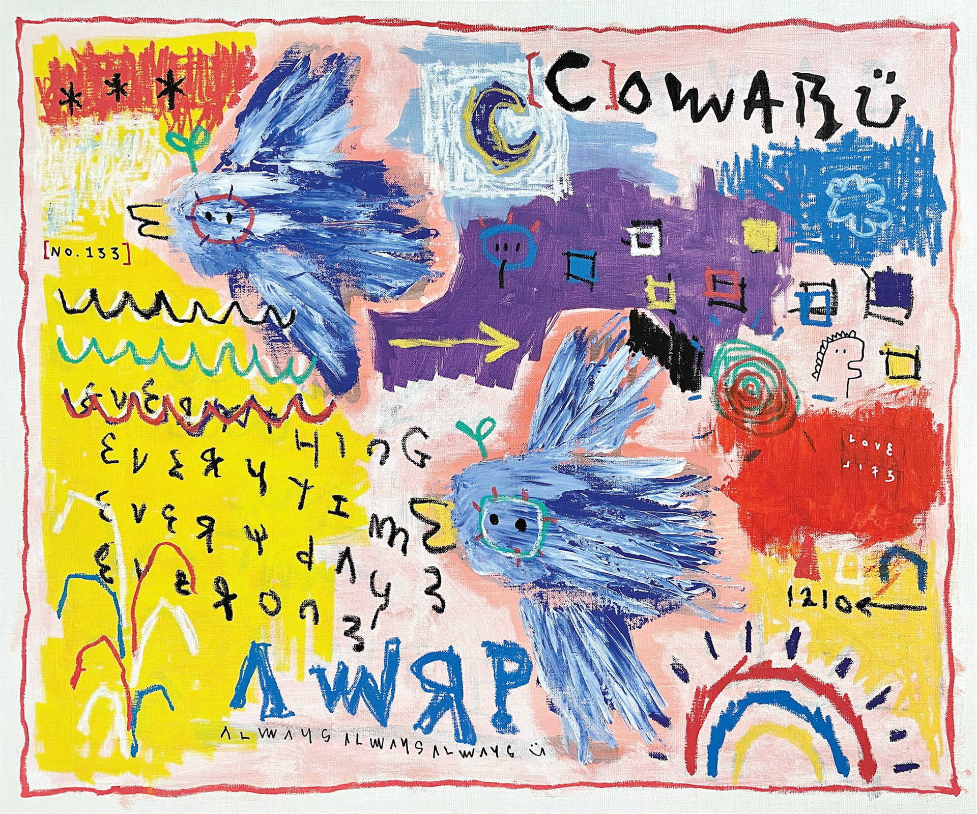 [Every COWABU] 60.6 x 72.7 cm (20F) Acrylic, oil paint-stick, acrylic marker on canvas 2022