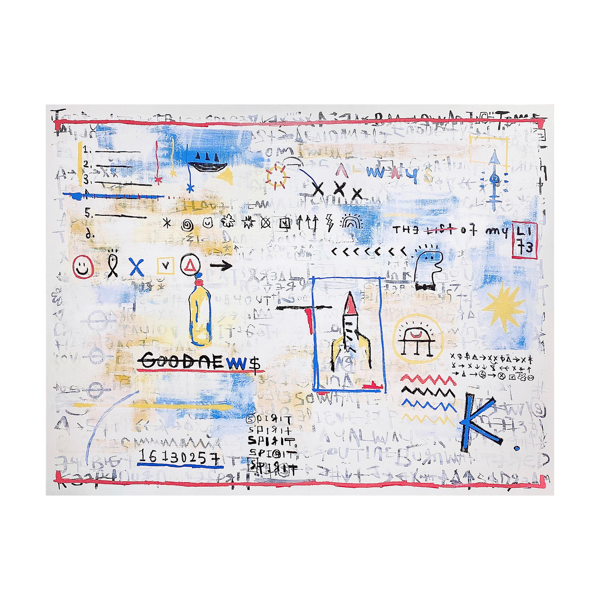 THE LIST OF MY LIFE - ALWAYS RIOPIA — Acrylic, Oil, Paint on canvas. 112 x 146 cm. 2020.